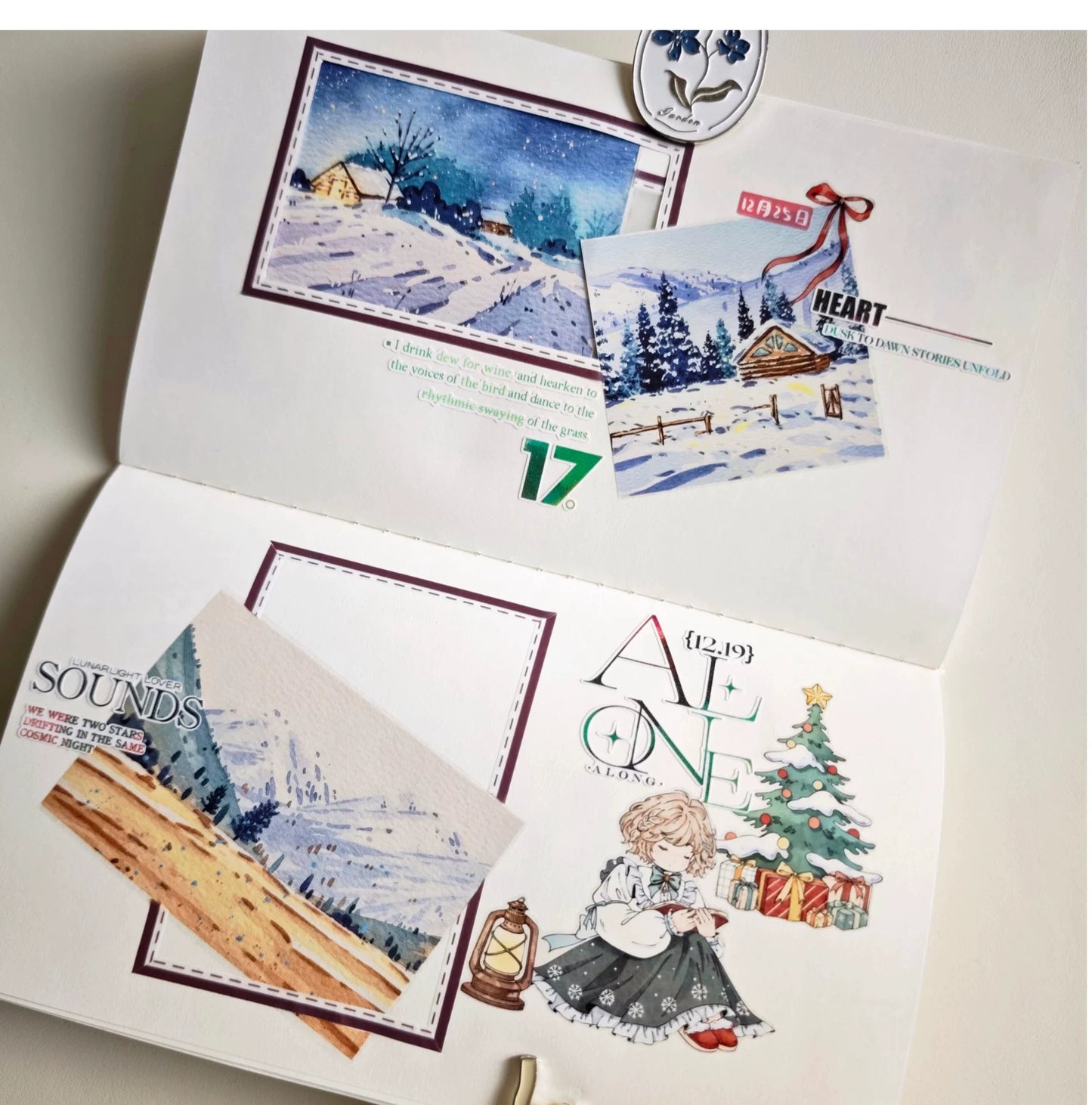 XingXing【Moon Sets Stars Sleep】 Pre-cut Light Retro Warm Healing Autumn and Winter Scenery Washi/PET Tape