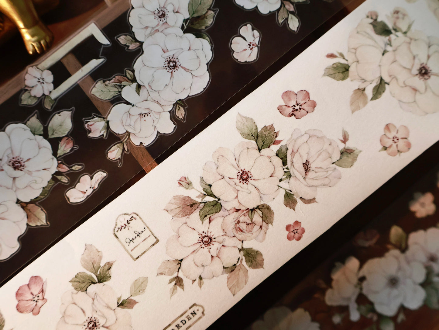 YiEr Vol15【Moonlight Rose】Orginal Design Pre-cut Washi/Pet Floral Tape Light Retro Landscaping Stickers