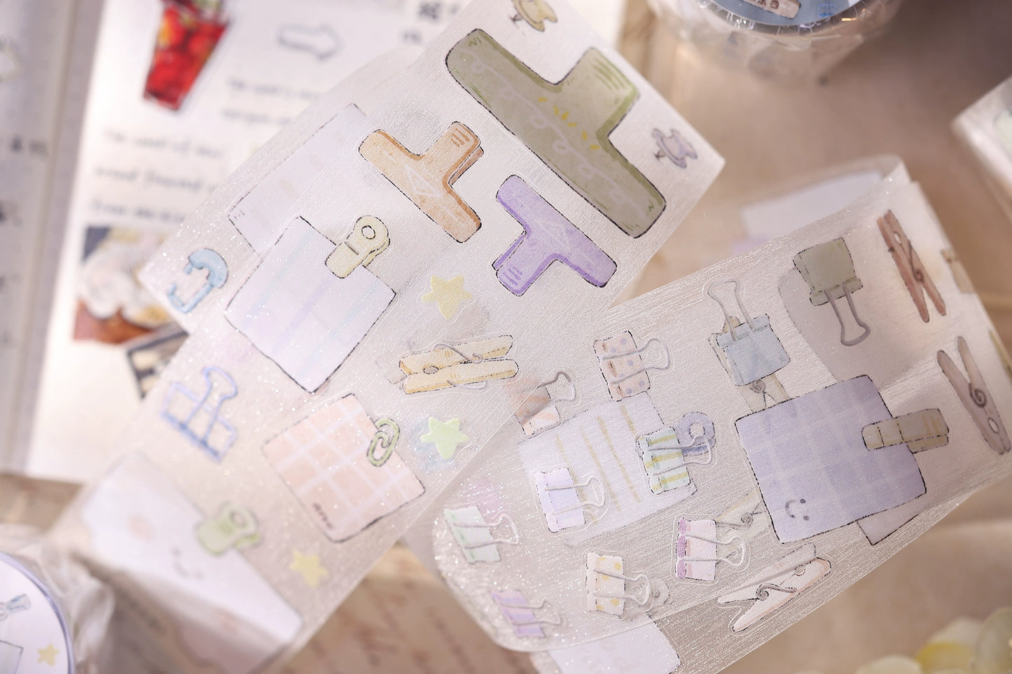 XiaoBaiJia Minimalist Style【Pinch Something】Clips Orginal Design Washi Pet Tape Landscape Stickers