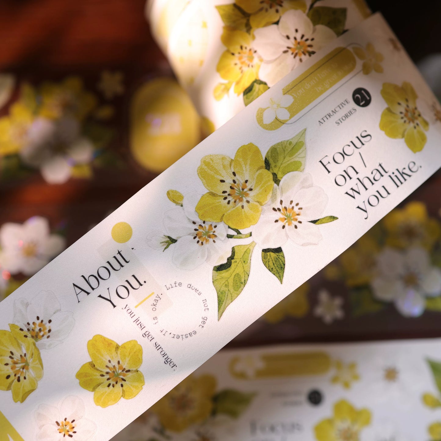 YiEr Vol17【Cream Pear Blossom】Kiss-cut Floral Washi Tape and PET Stickers