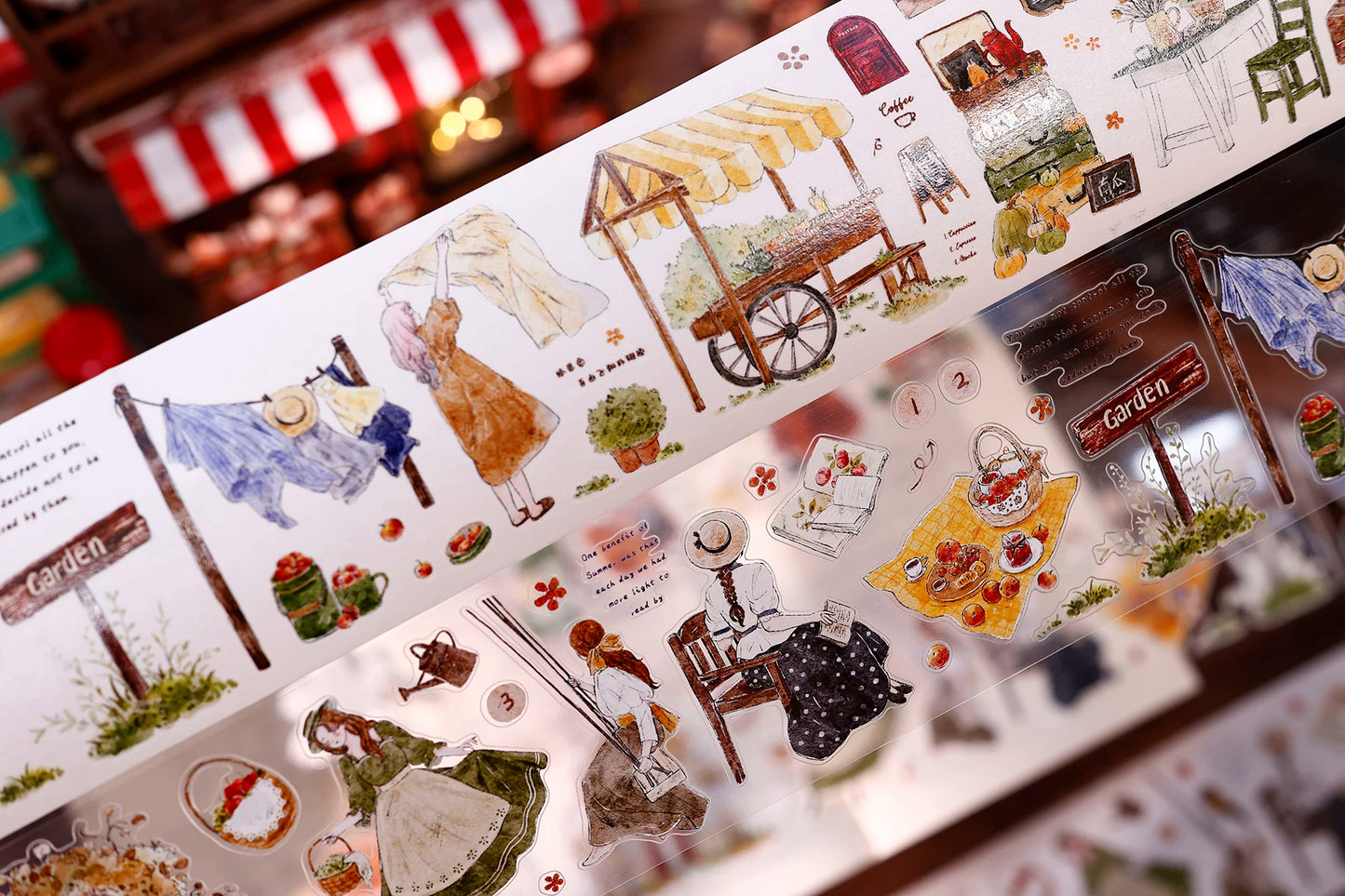 XiaoBaiJia Salt Series【Warm Light and Leisurely Delights】Pre-cut Orginal Design Vintage Scene Washi/Pet Tape Light Retro Stickers