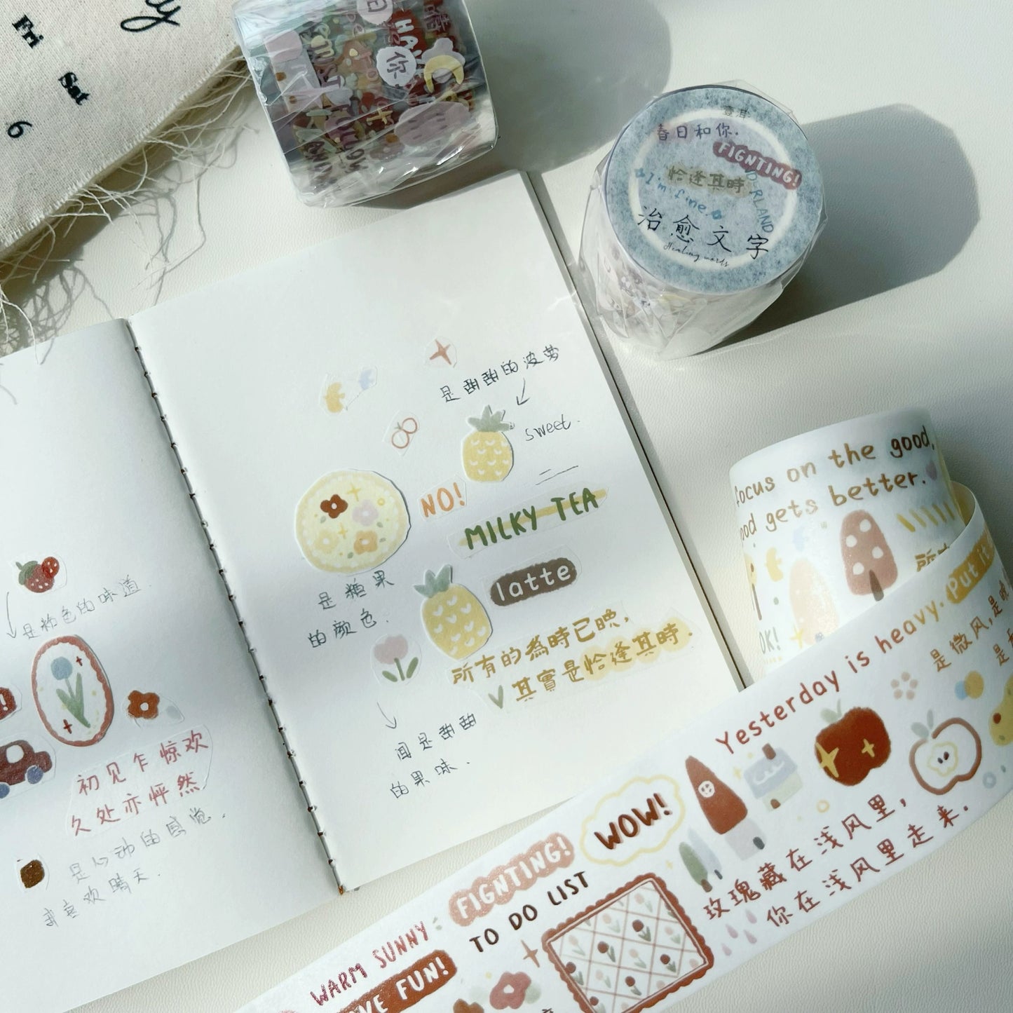YiEr Minimalist Style Vol3【Healing Text】Light Retro Orginal Design Washi Pet Tape Landscape Stickers