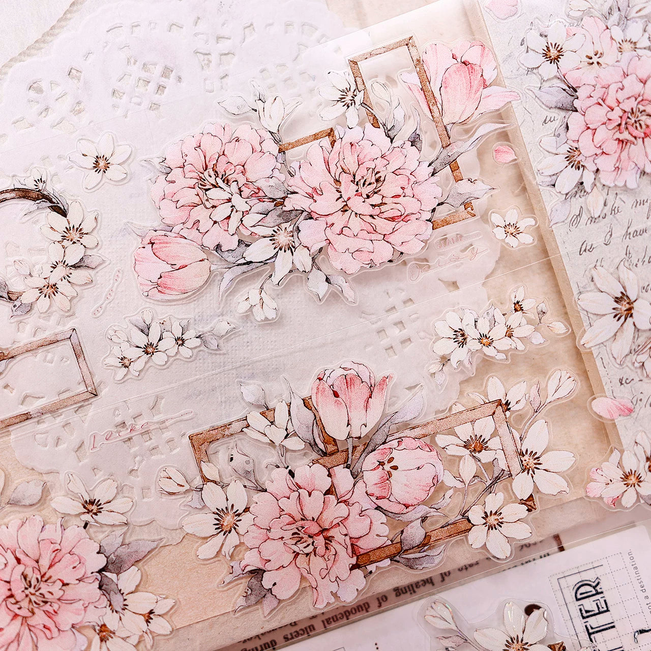 XiaoBaiJia Salt Series【Powdered Floss】Pre-cut Orginal Design Washi/Pet Tape Light Retro Stickers