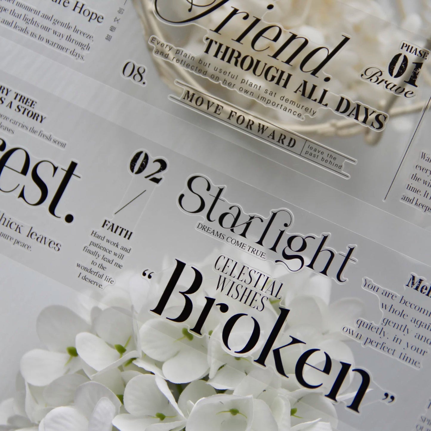 TianCheng-Vol8【Time for Solitude】English Text Washi/PET Tape,for Scrapbook Supplies,Scrapbook Tape Stickers,Junk Journal Supplies