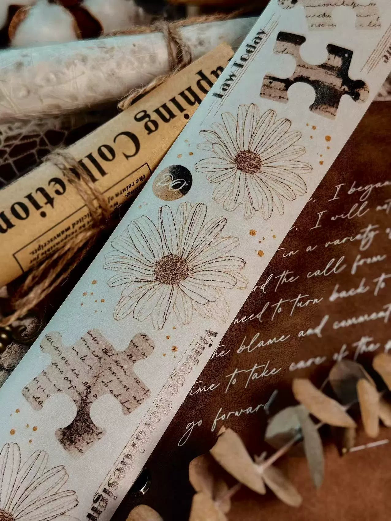 Linlanxi 【Ink Rhyme Printing Traces】Original New Product Retro Flower Puzzle Washi/Pet Tape