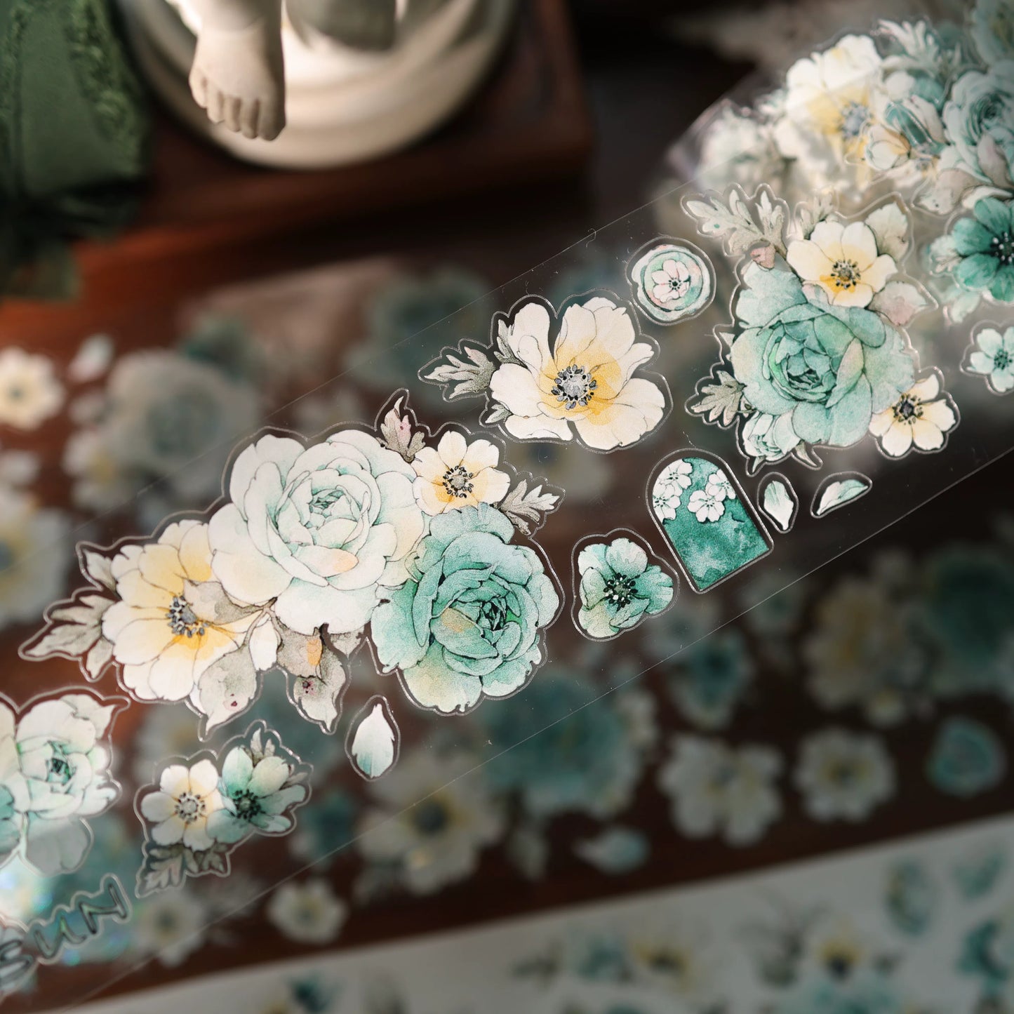 YiEr Vol17【Blue-Violet Flower】Kiss-cut Floral Washi Tape and PET Stickers