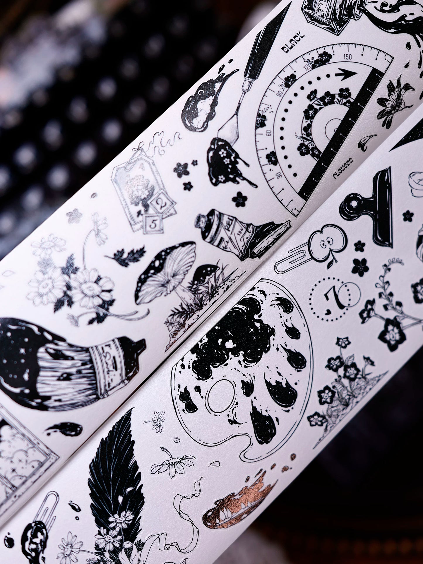 XiaoBaiJia Salt Series【Black and White Art World】Pre-cut Orginal Design Washi/Pet Tape Light Retro Stickers