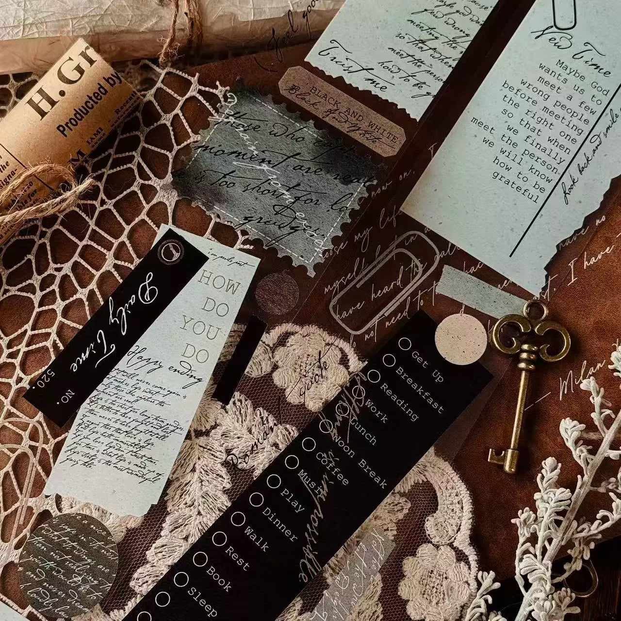 Linlanxi【Ancient Rhyme Paper Seal】Original Design Retro Broken Paper Bookkeeping Washi/Pet Tape