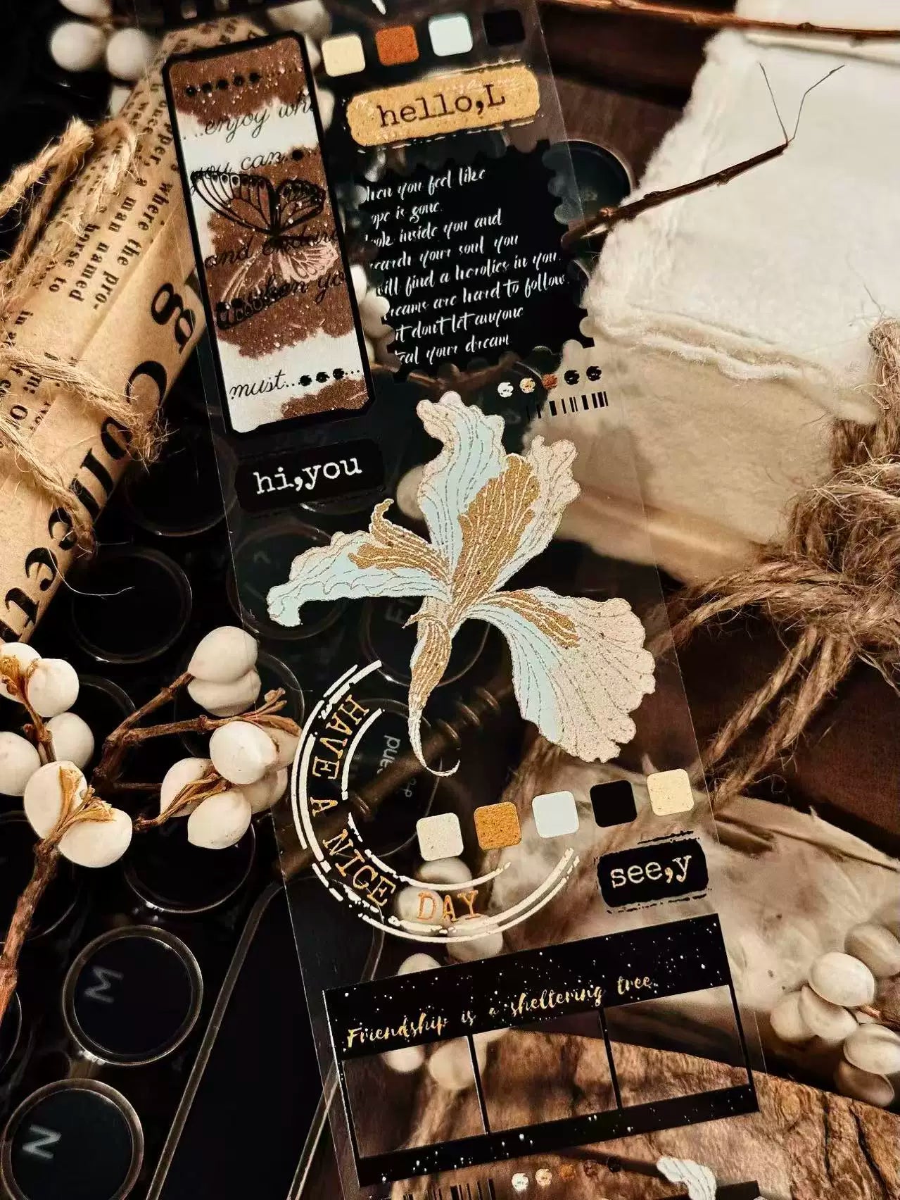 Linlanxi Vol13【Iris Flower】Original Design Retro Exquisite Light Vintage Decorative Washi Pet Tape