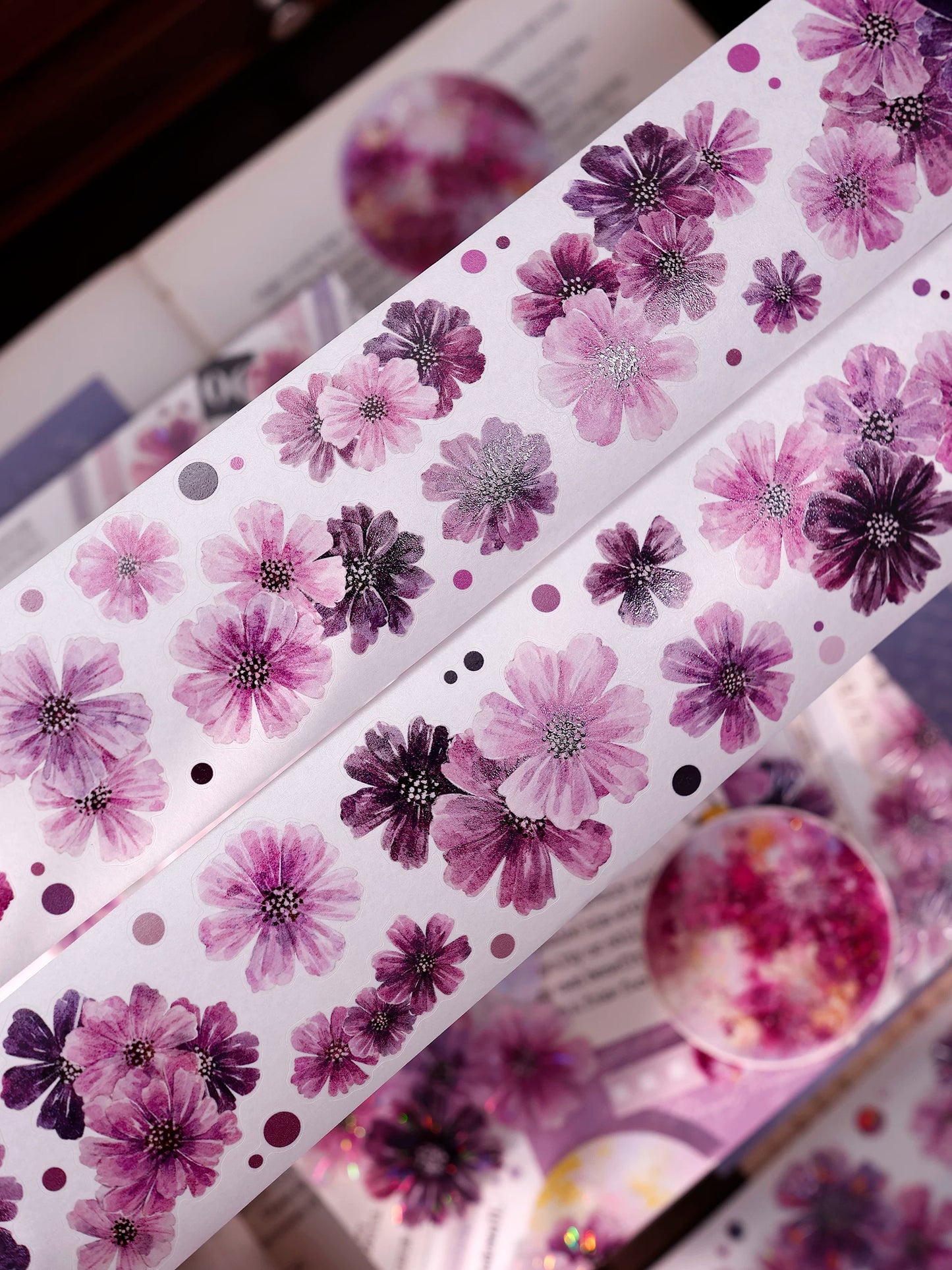 XiaoBaiJia【Smoke Light Condensation Purple】Orginal Design Washi Pet Floral Tape Light Retro Landscaping Stickers