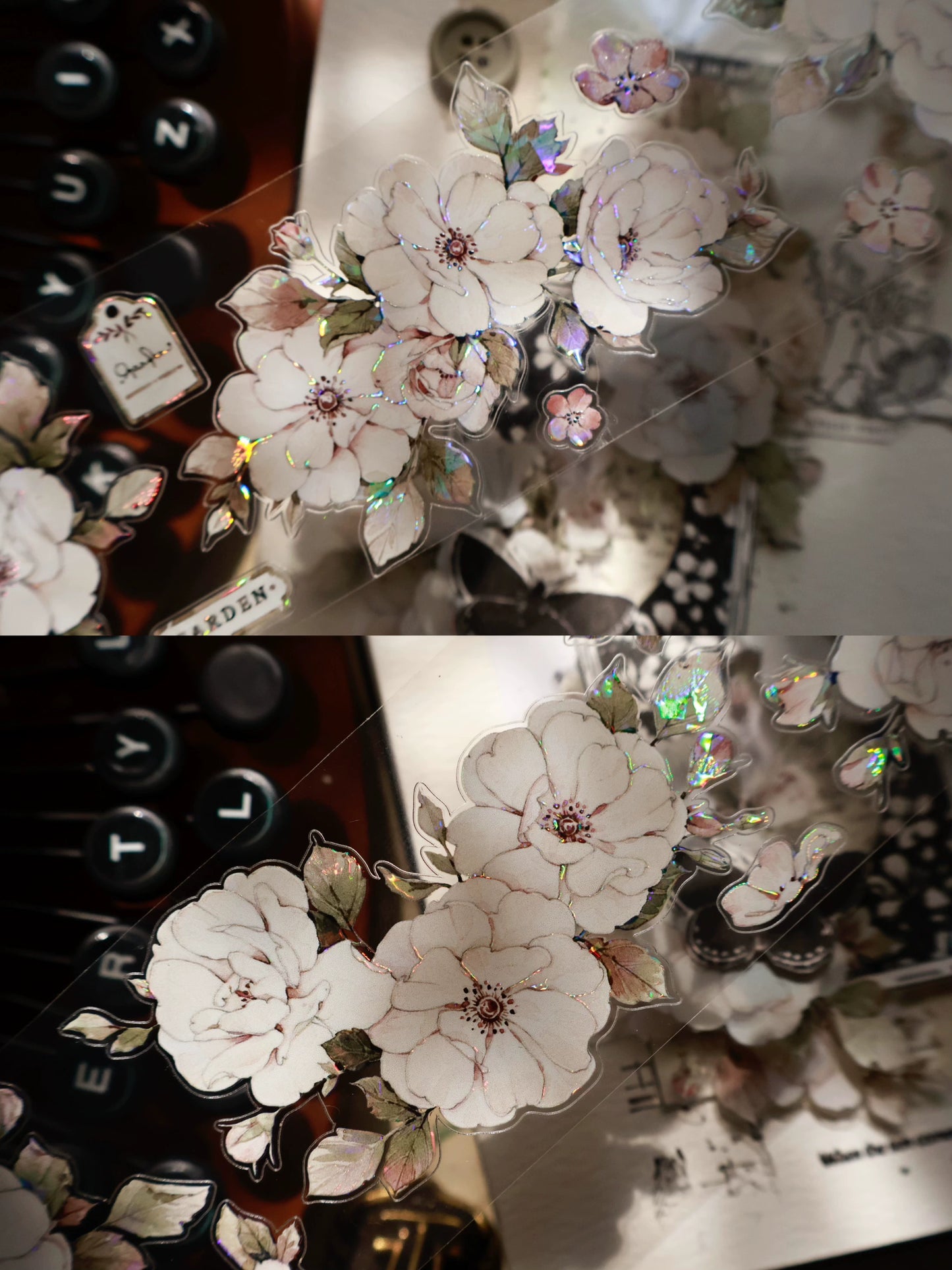 YiEr Vol15【Moonlight Rose】Orginal Design Pre-cut Washi/Pet Floral Tape Light Retro Landscaping Stickers