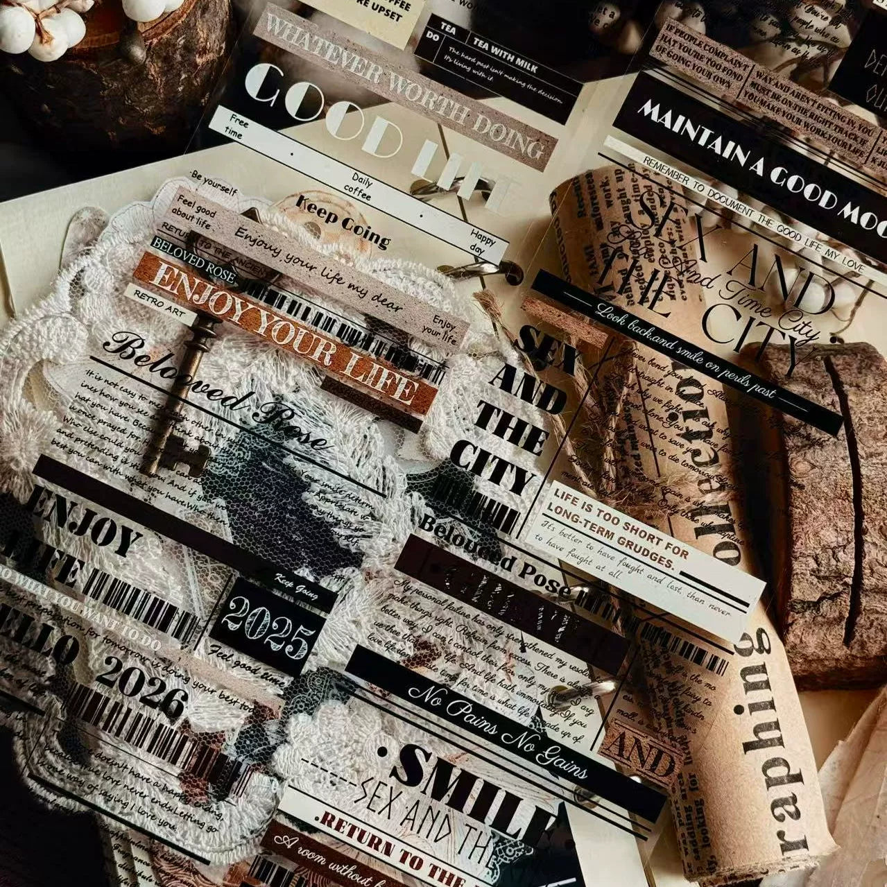 Linlanxi 【Herben Supplement】Original  Washi/Pet Tape - New Fashion Retro Wider English Counted Tape