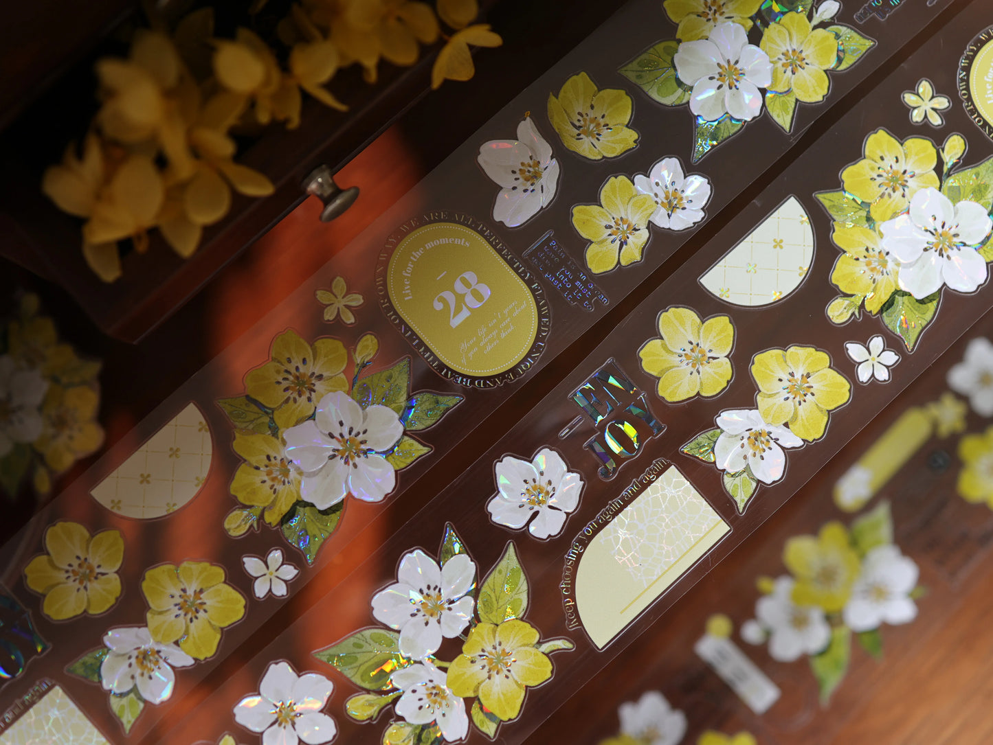 YiEr Vol17【Cream Pear Blossom】Kiss-cut Floral Washi Tape and PET Stickers