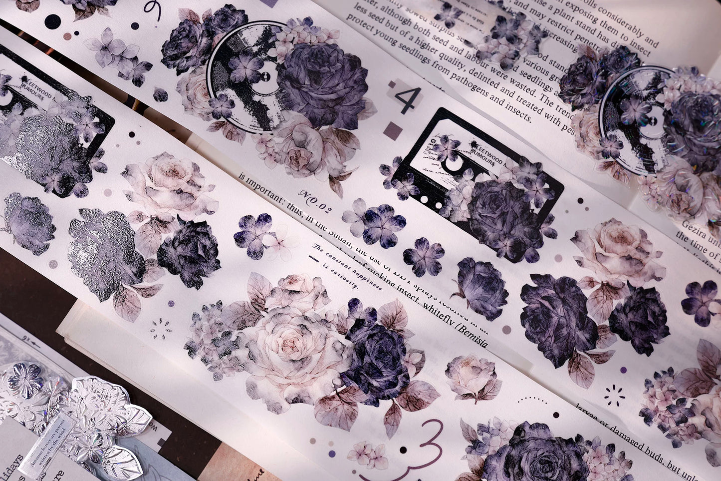 XiaoBaiJia【Cloud Ink Flower Cluster】Pre-cut Floral Orginal Design Washi Pet Tape Light Retro Stickers