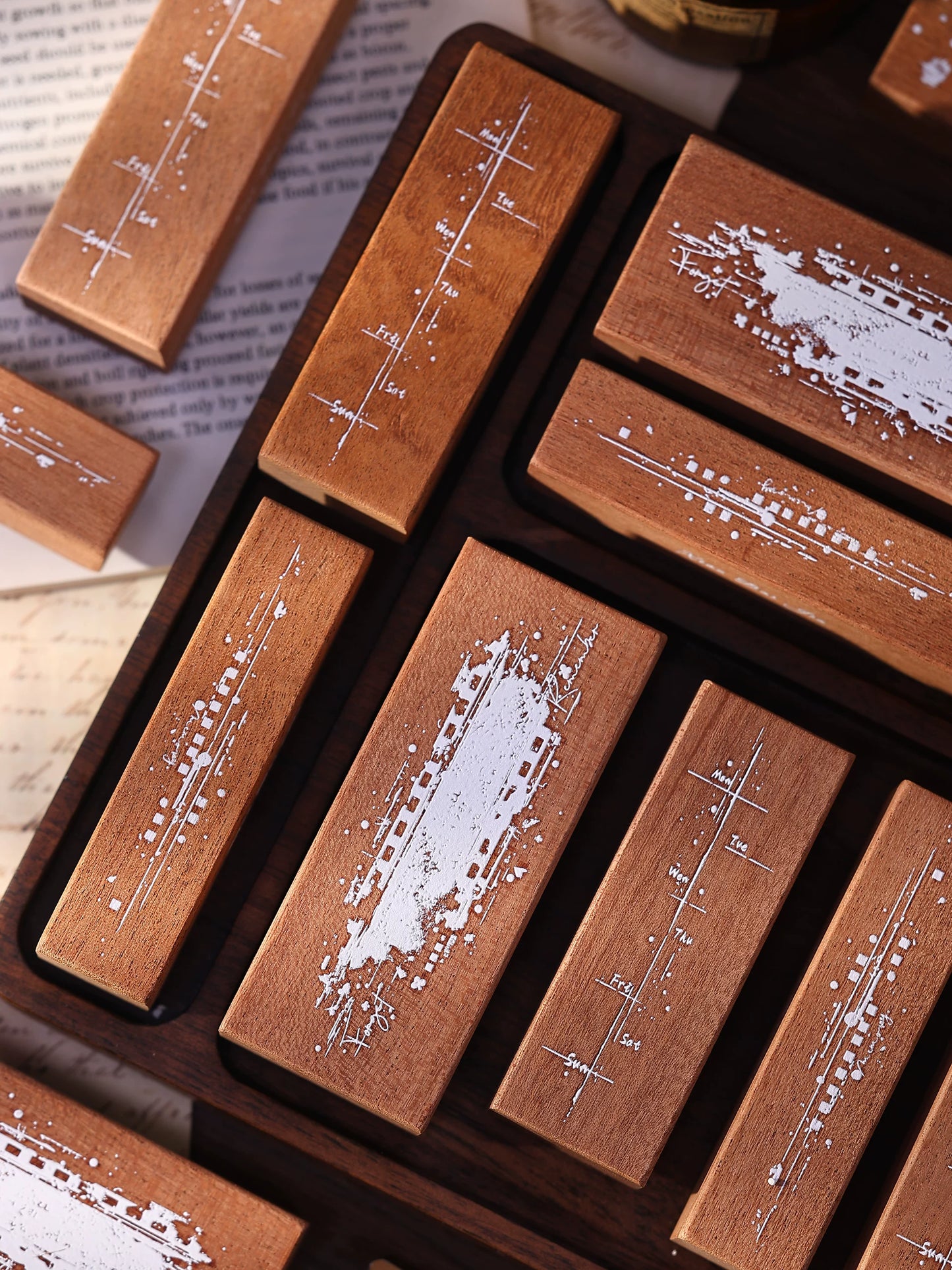 XiaoBaiJia【Basic Salt Backgroud Stamp】Imported Shabili Red Rubber and Maple Wood Stamp