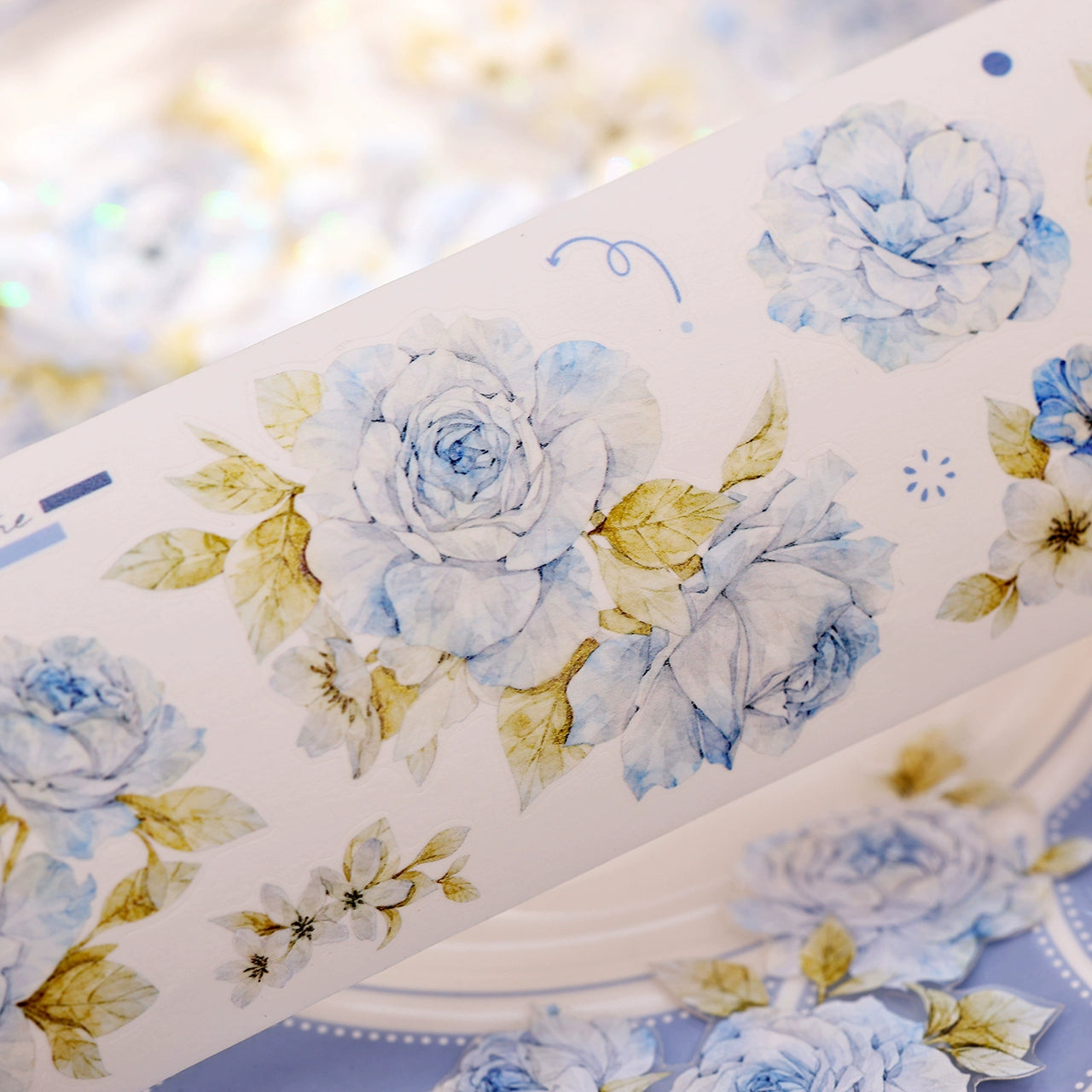 XiaoBaiJia【Jian Shi Blue】Light Retro Orginal Design Washi Pet Tape Landscape Stickers