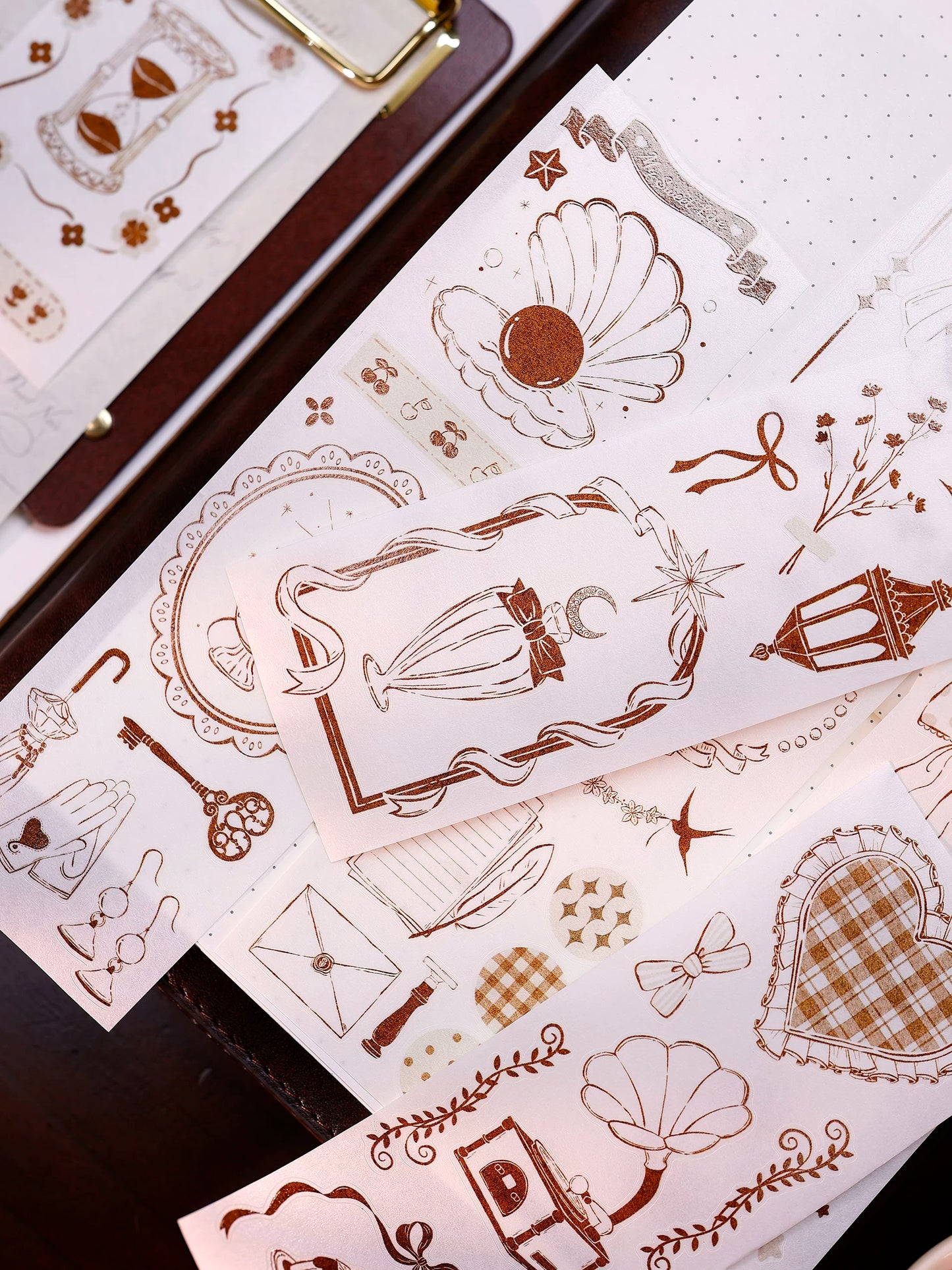 XiaoBaiJia Salt Series【Caramel Collection】Pre-cut Orginal Design Vintage Small Decorative Frame Washi/Pet Tape Light Retro Stickers