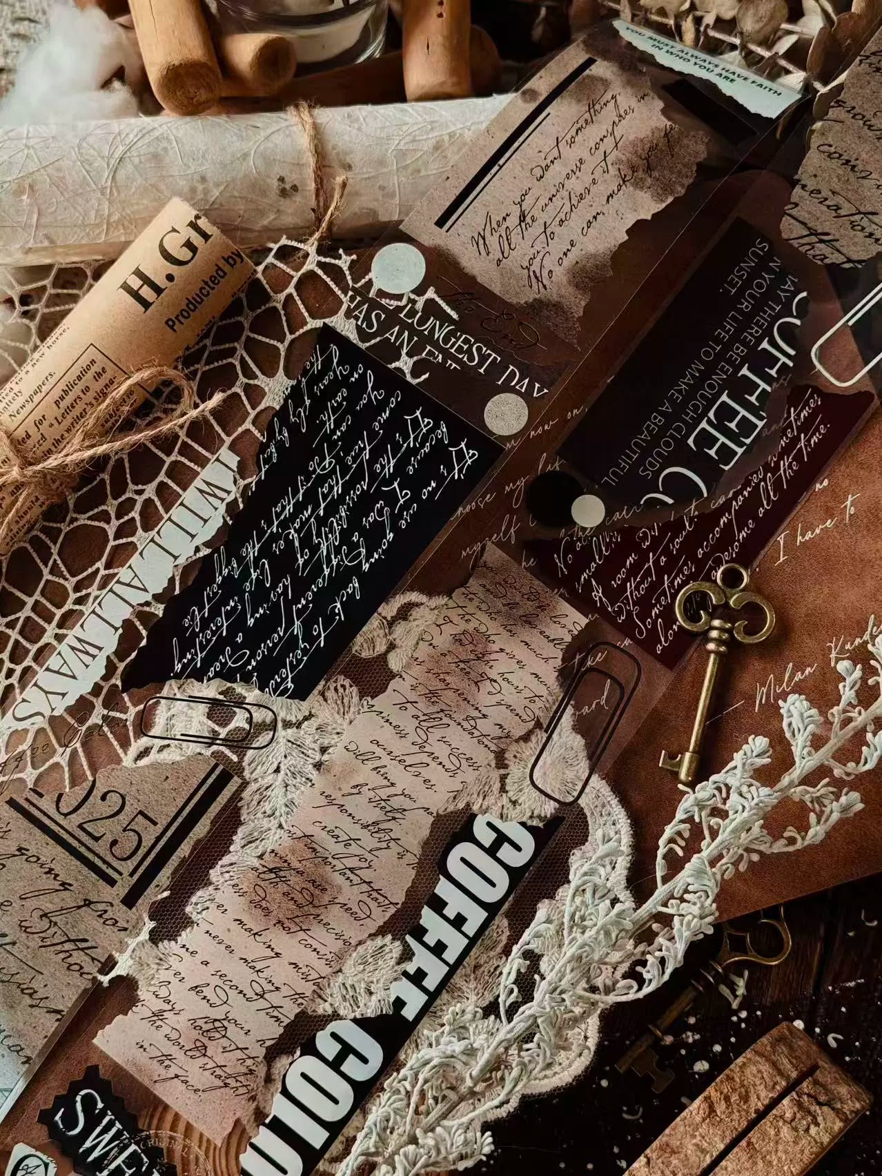 Linlanxi【Ancient Rhyme Paper Seal】Original Design Retro Broken Paper Bookkeeping Washi/Pet Tape