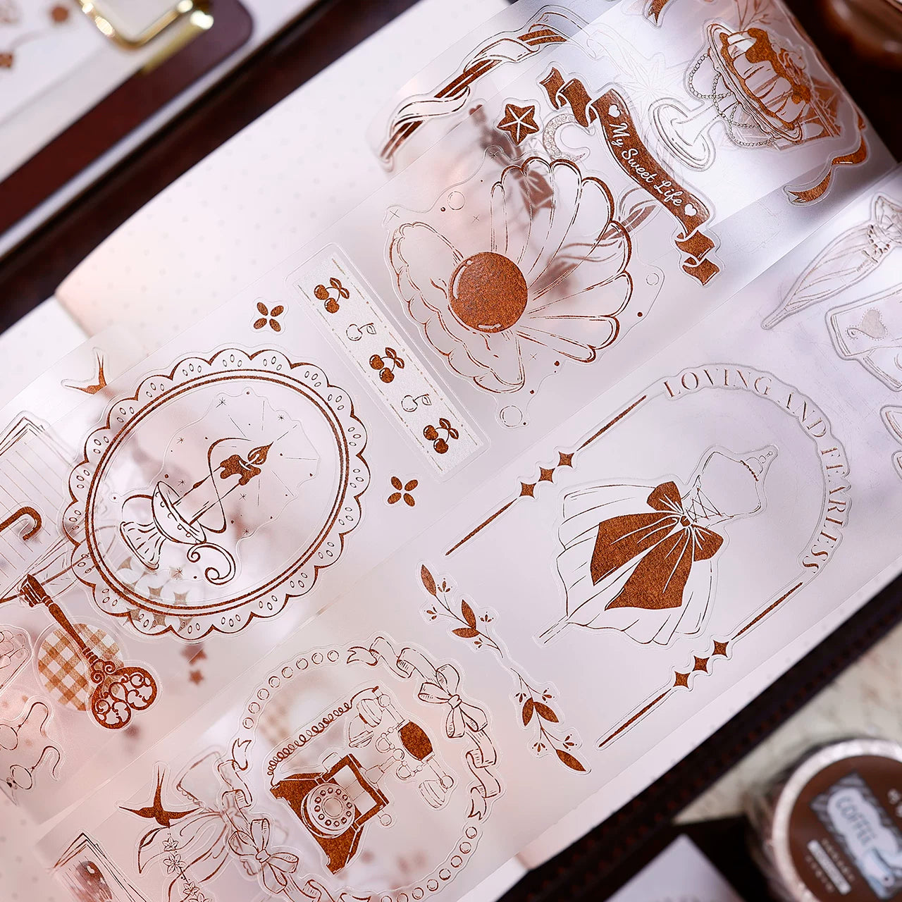XiaoBaiJia Salt Series【Caramel Collection】Pre-cut Orginal Design Vintage Small Decorative Frame Washi/Pet Tape Light Retro Stickers