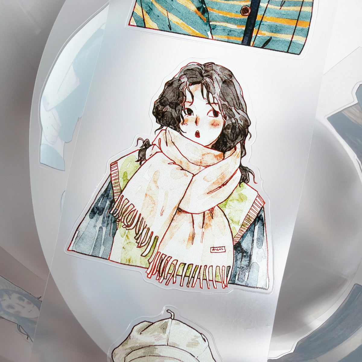 Kaixiaoxun Vol14【Small Avatar】 Pre-Cut Long Loop Washi/Matte PET Tape for Scrapbook Supplies,Junk Journal Supplies