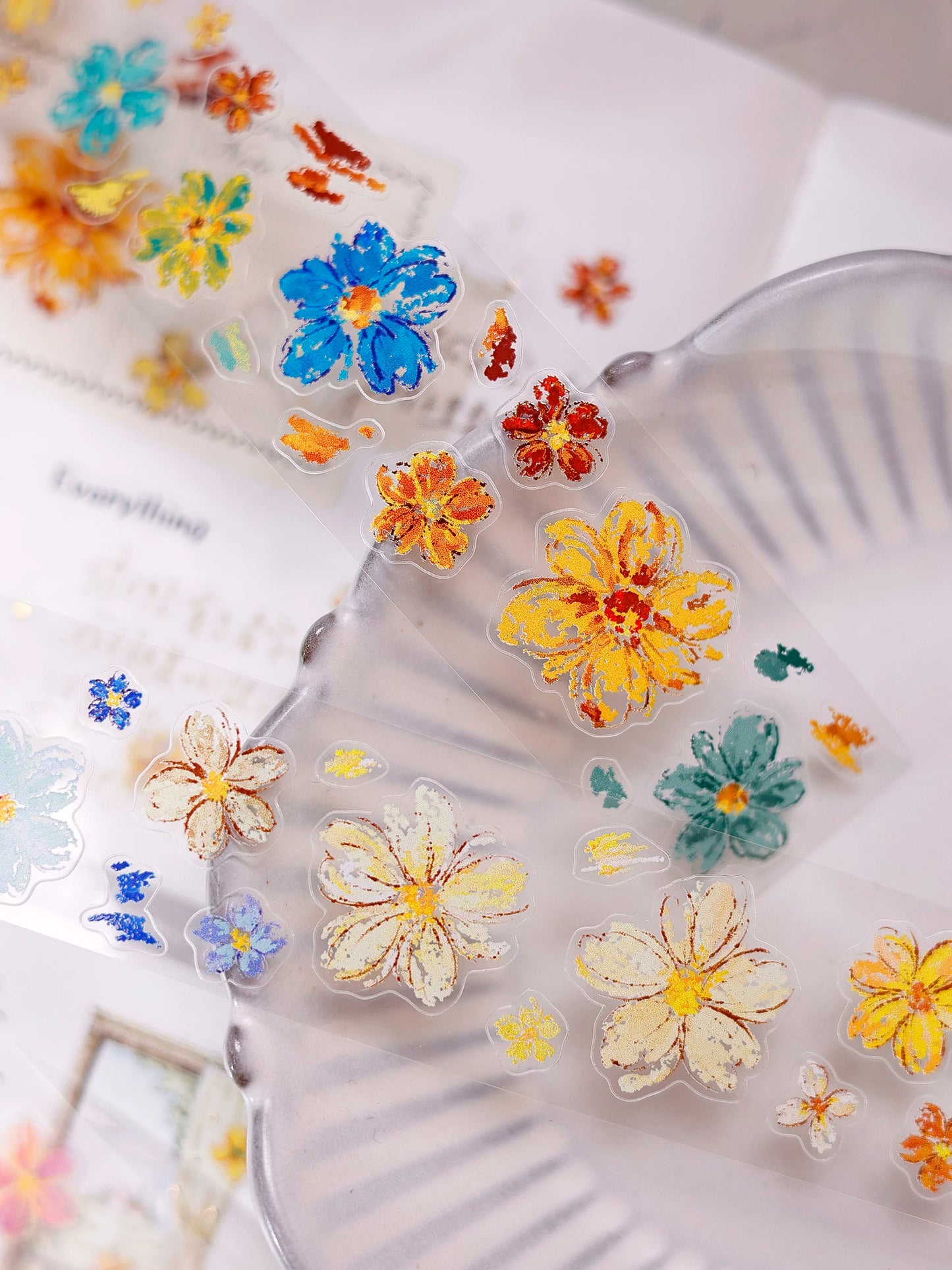 XiaoBaiJia Salt Series【Shallow Salt Flower Town】Pre-cut Orginal Design Flora Washi/Pet Tape Light Retro Stickers