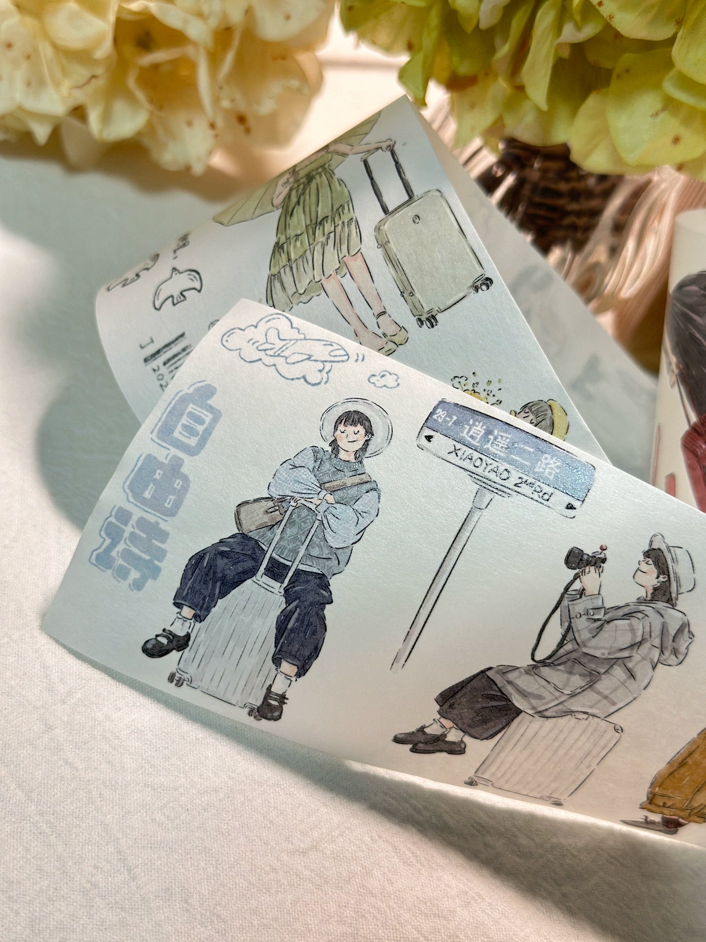 XiYue【Free Verse】Original Character Design Washi/PET Tape Stickers,for Scrapbook Supplies,Journaling,Junk Journal,Bullet Journal,Planner Stickers