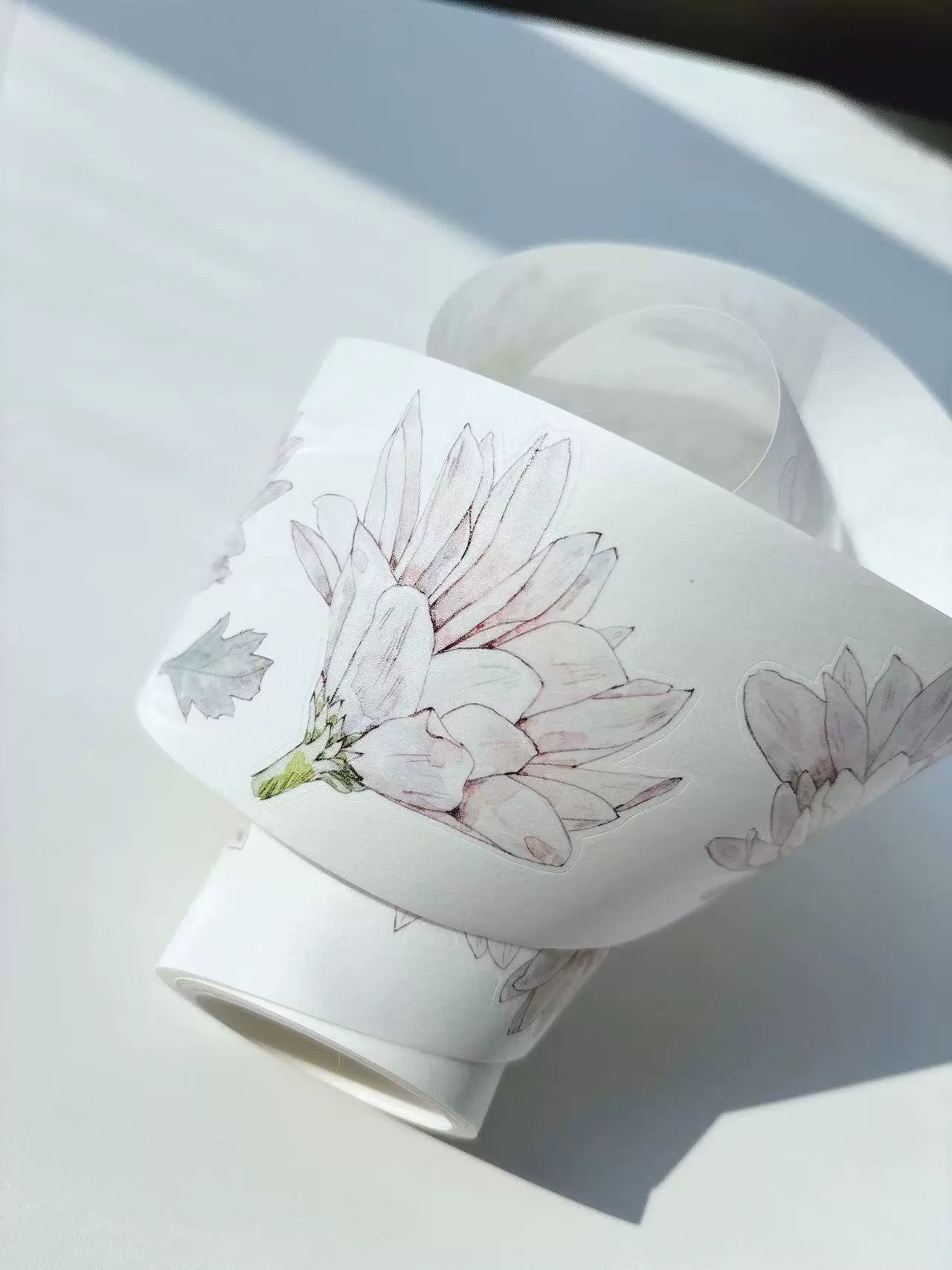 Kaixiaoxun Vol10【Soft Mist Powder】 Pre-Cut Long Loop Flower Background Washi/Matte PET Tape for Scrapbook Supplies,Junk Journal Supplies