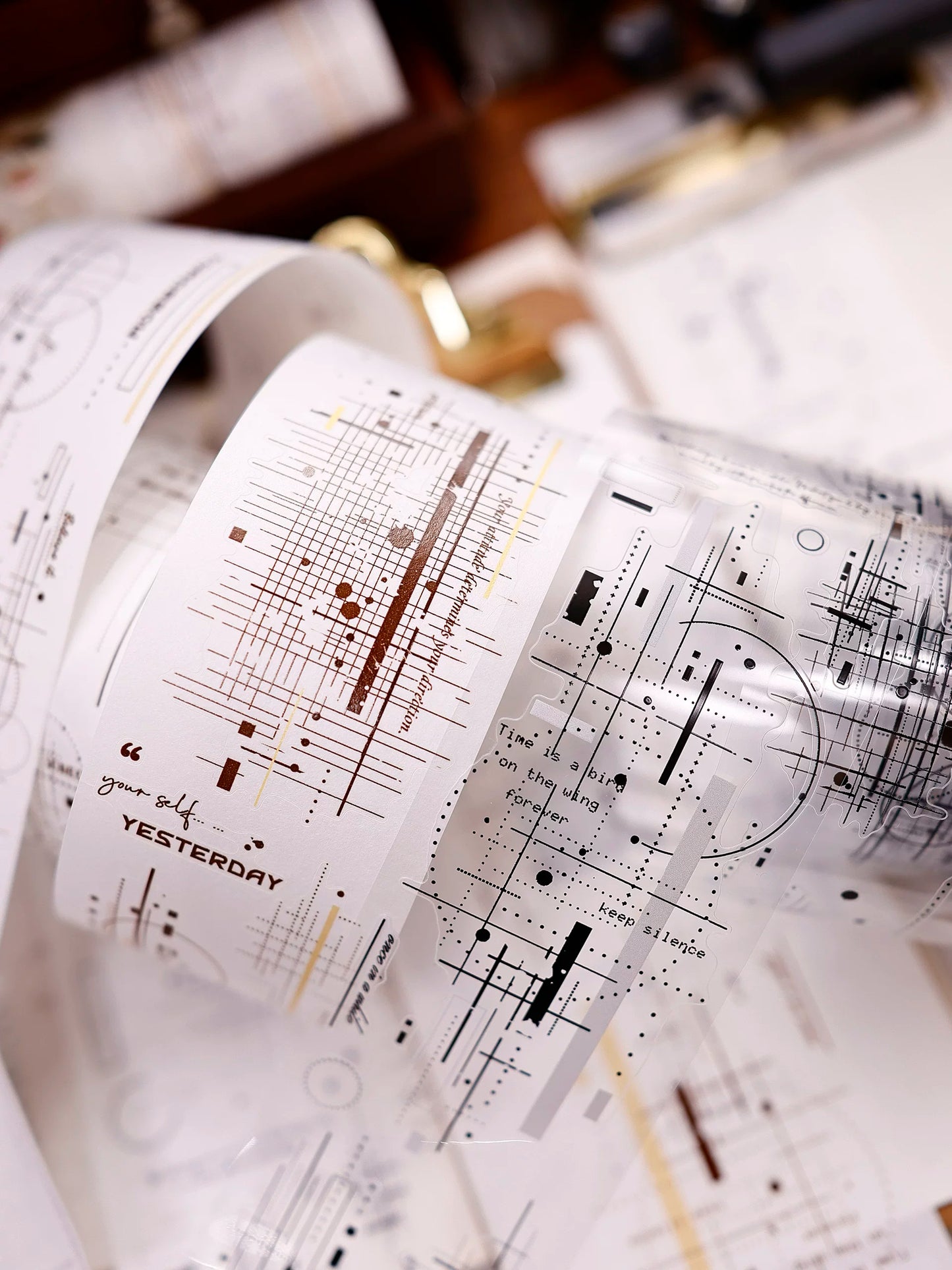 XiaoBaiJia Salt Series【Shadow Serenade】Pre-cut Orginal Design Washi/Pet Tape Light Retro Stickers