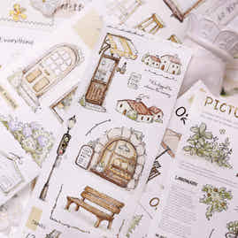 XiaoBaiJia Salt Series【Plain and Delicate】Pre-cut Orginal Design Washi/Pet Tape Light Retro Stickers