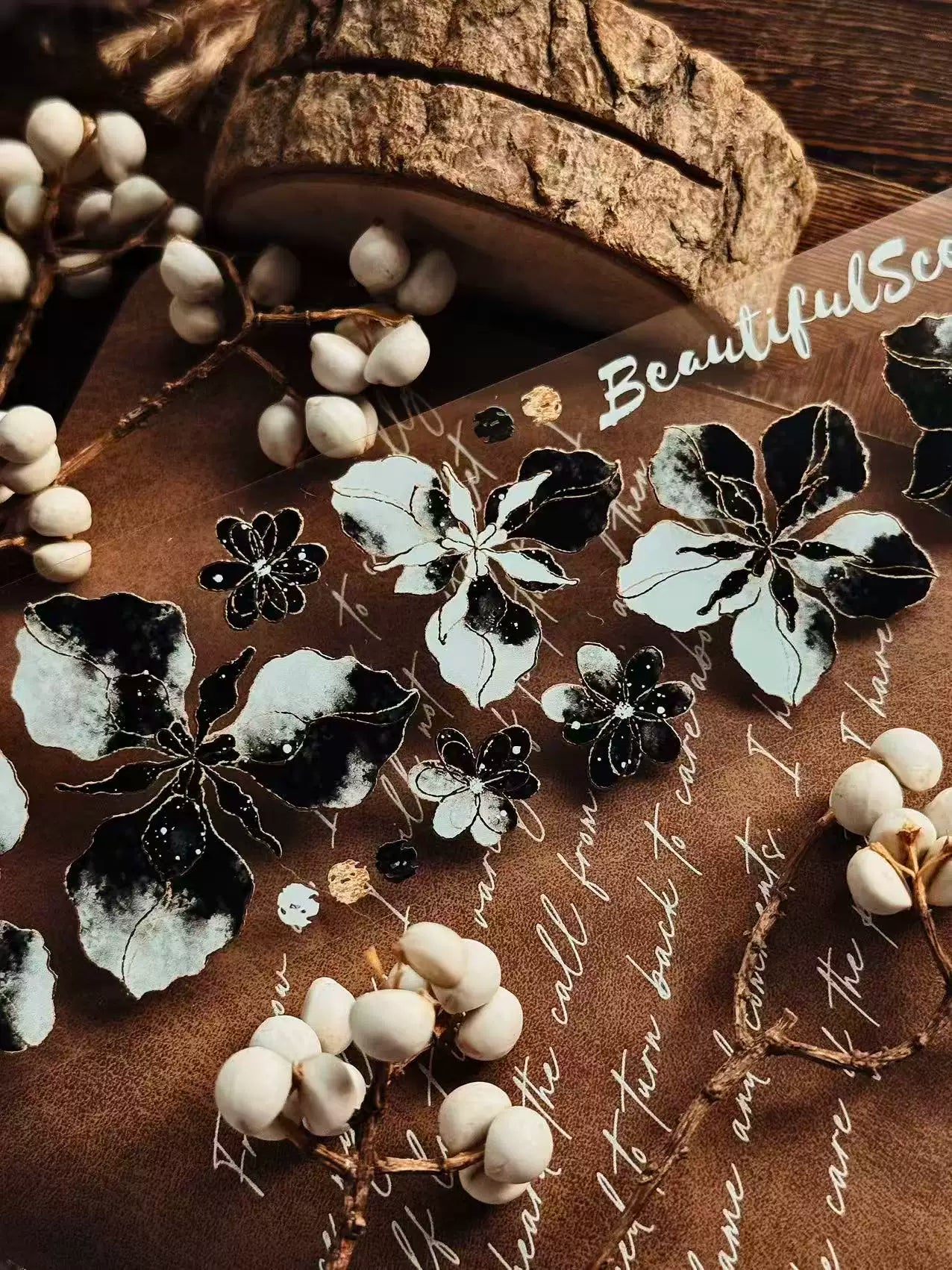 Linlanxi Vol13【Dark Kite Flowers Gradually】Original Design Retro Exquisite Vintage Decorative Washi/Pet Tape