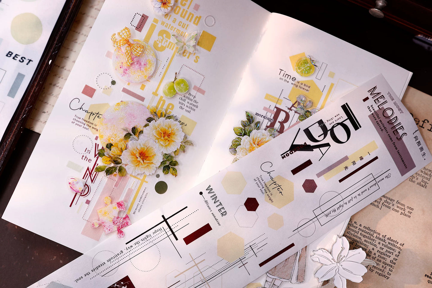 XiaoBaiJia【Geometric Set】Pre-cut Text Line Base Orginal Design Washi Pet Tape Light Retro Stickers