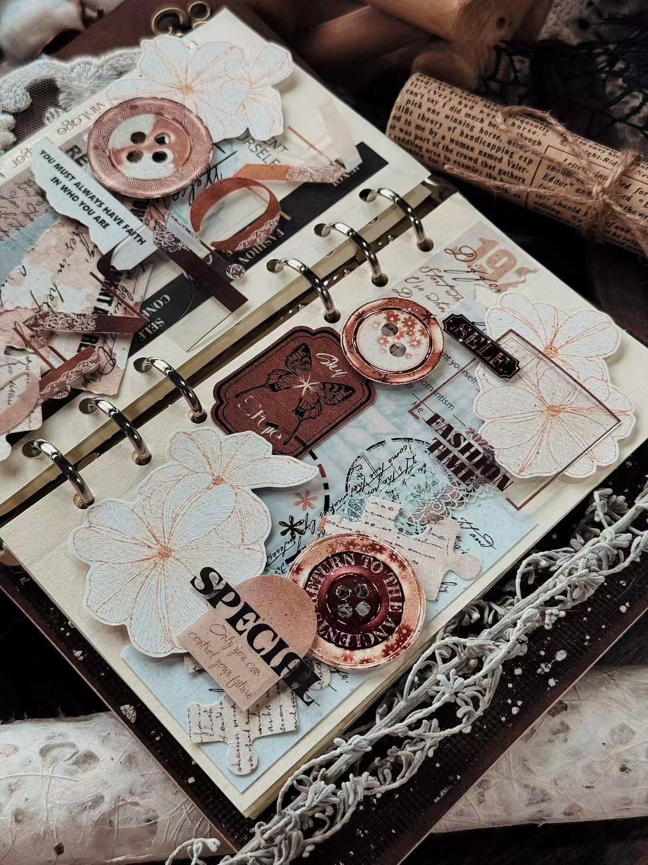 Linlanxi 【Ink Rhyme Printing Traces】Original New Product Retro Flower Puzzle Washi/Pet Tape