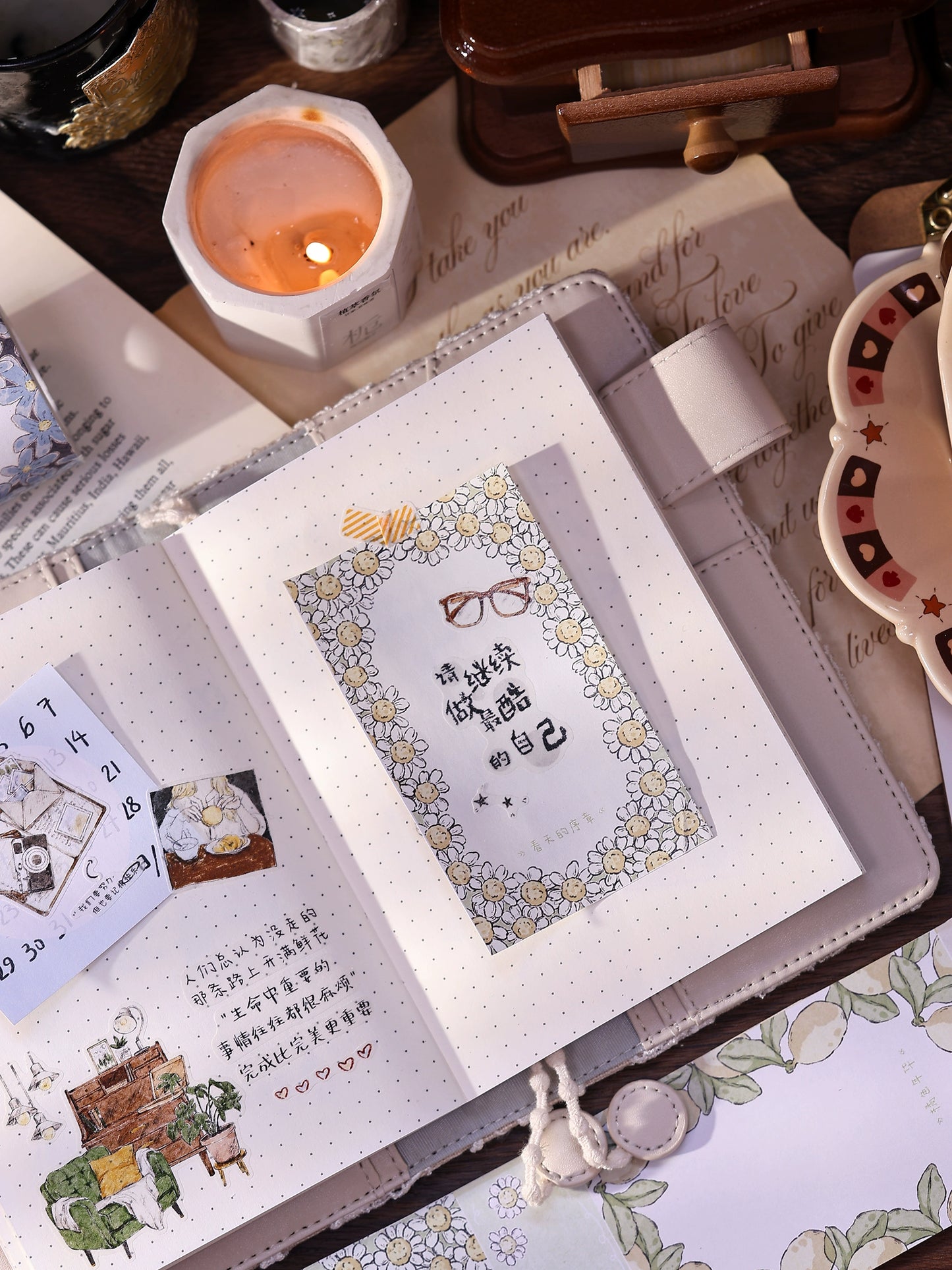XiaoBaiJia Minimalist Style【Writing Roll‌】Border Strip Orginal Design Washi Pet Tape Landscape Stickers