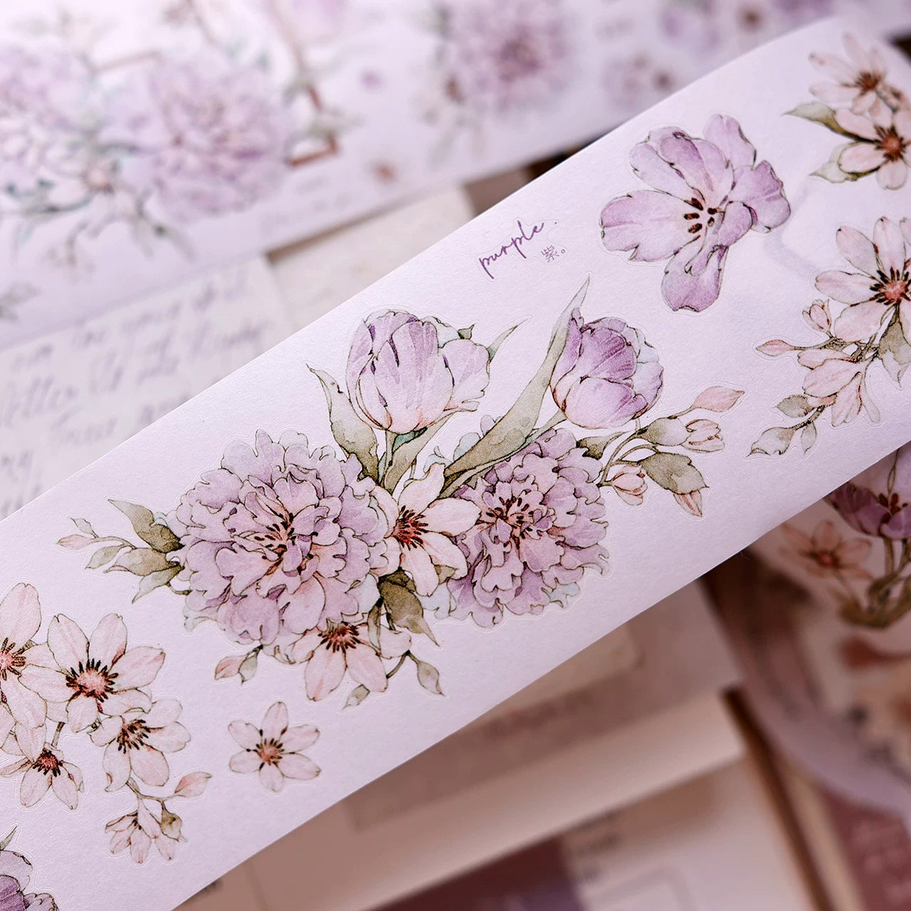 XiaoBaiJia Salt Series【Smoky Purple】Pre-cut Orginal Design Washi/Pet Tape Light Retro Stickers