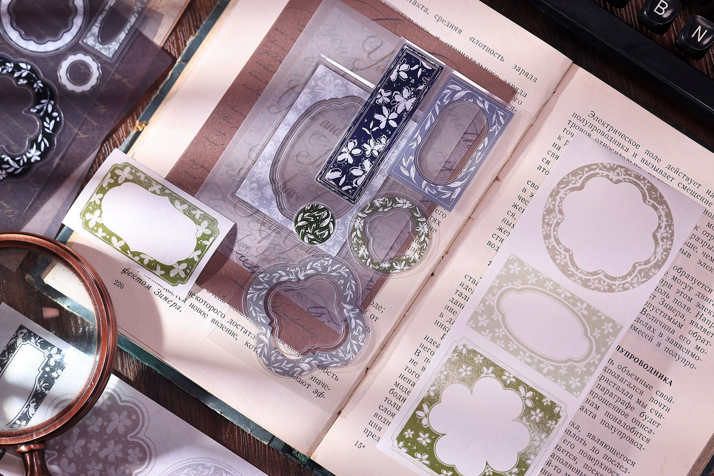 XiaoBaiJia【Flower Frame】Light Retro Orginal Design Washi Pet Tape Landscape Stickers