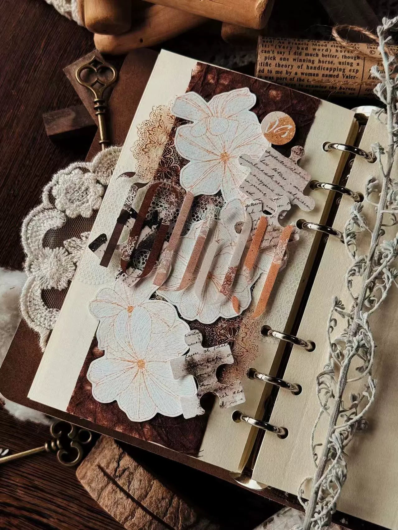 Linlanxi 【Residual Charm and Flowing Light】Original Pre-cut Washi/Pet Tape,New Fashion Retro Wider English Text