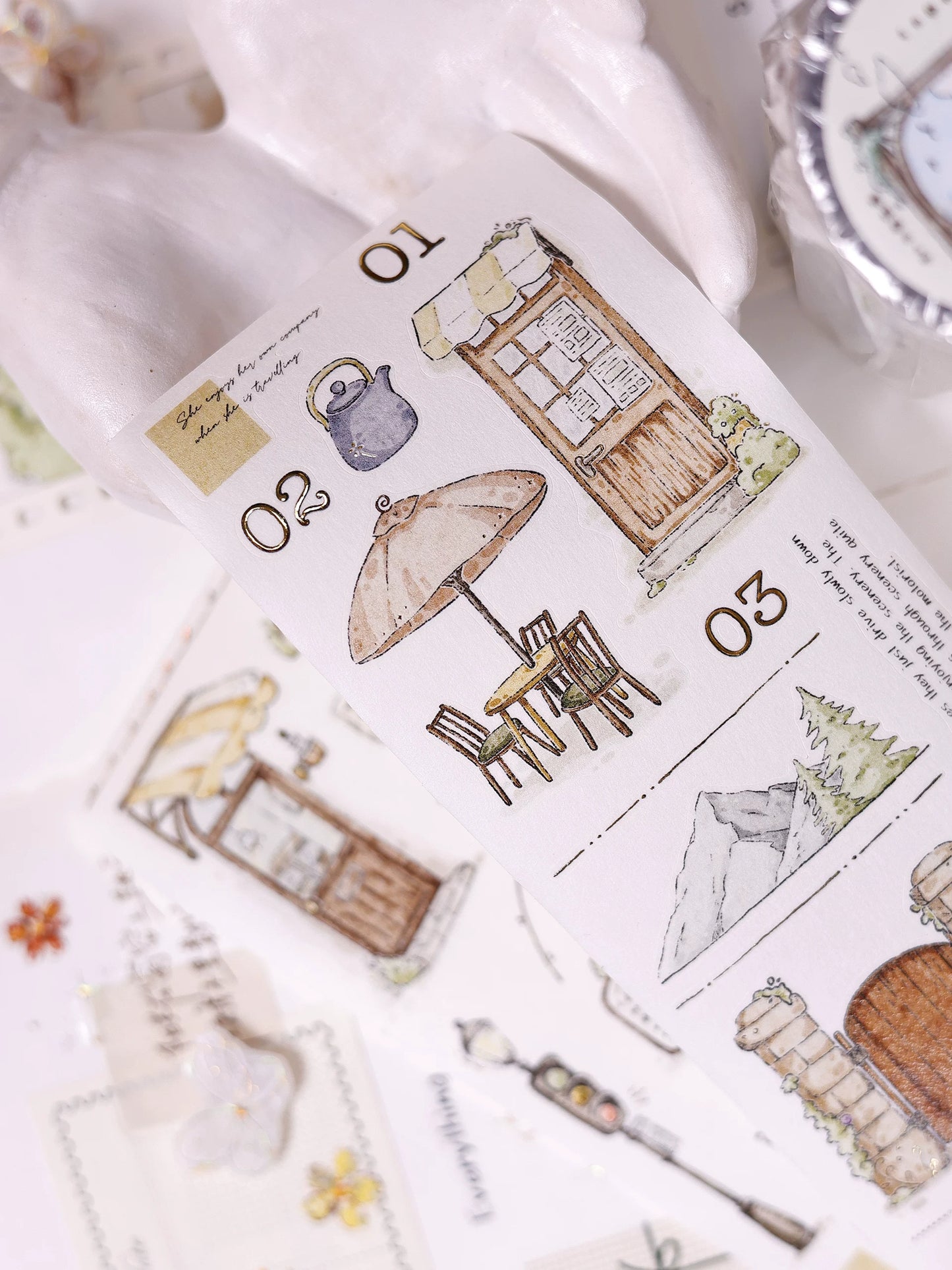 XiaoBaiJia Salt Series【Plain and Delicate】Pre-cut Orginal Design Washi/Pet Tape Light Retro Stickers