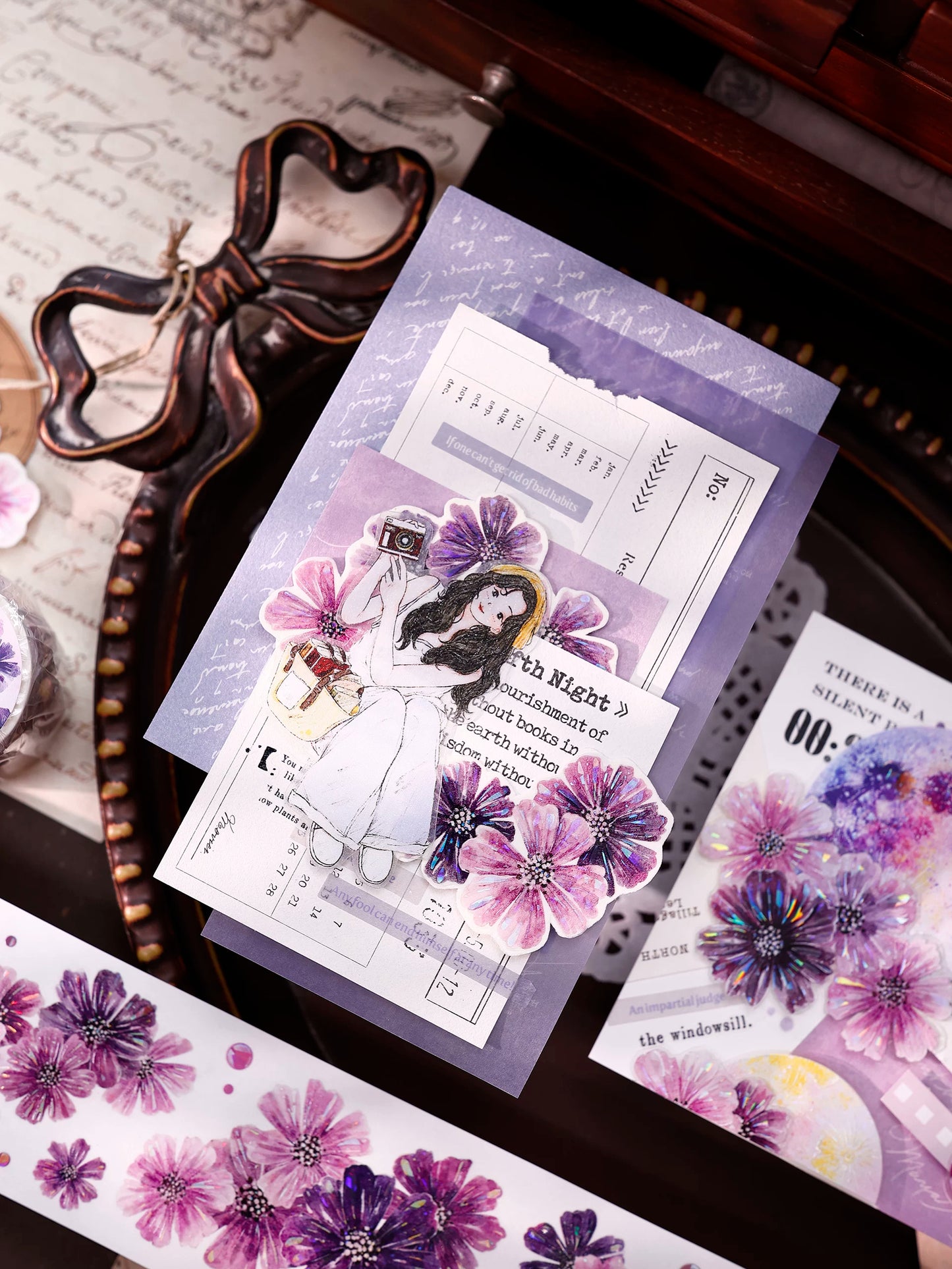 XiaoBaiJia Salt Series【Poetic Girl】Pre-cut Orginal Design Washi Pet Tape Light Retro Stickers