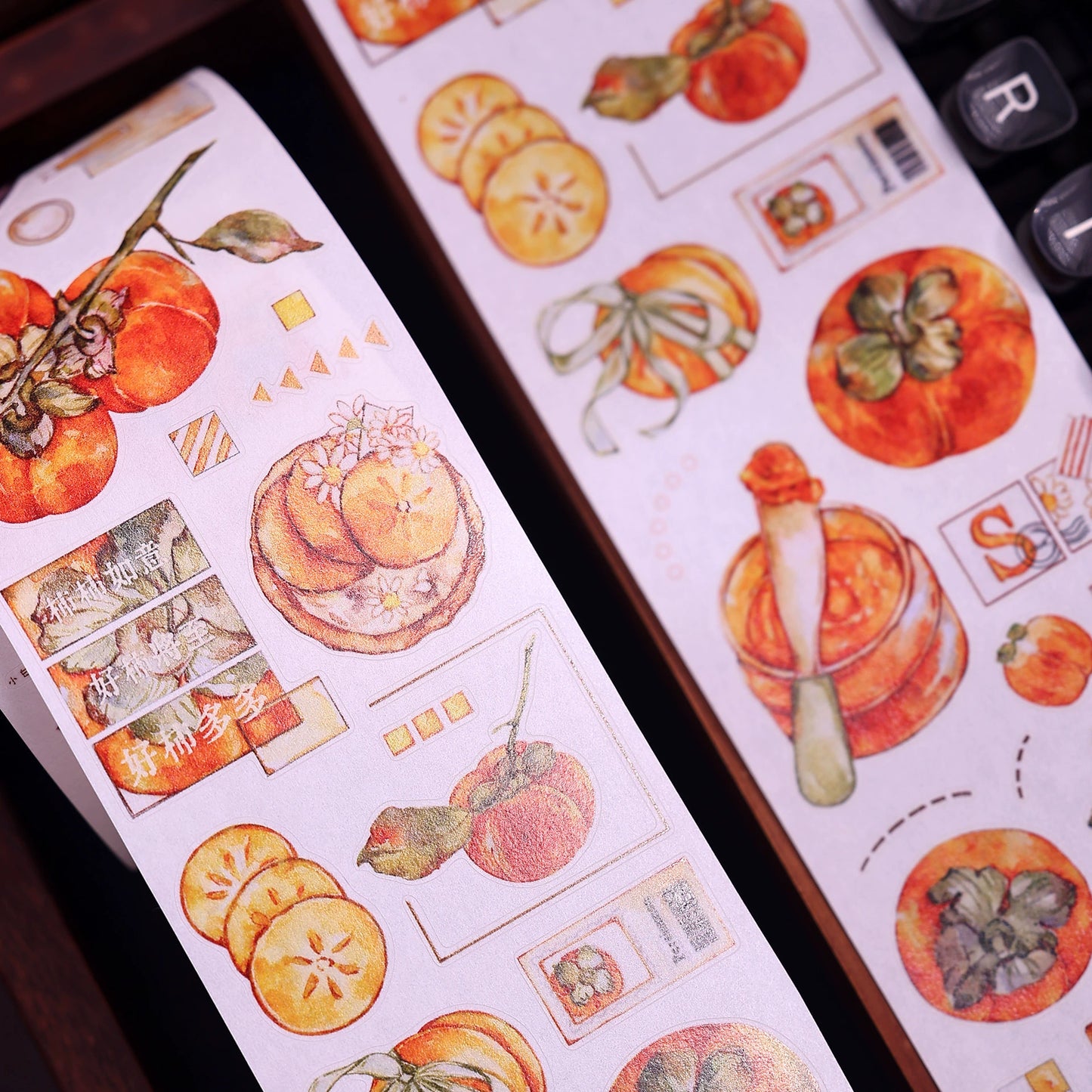 XiaoBaiJia【Winter Persimmon】Light Retro Orginal Design Washi Pet Tape Landscape Stickers