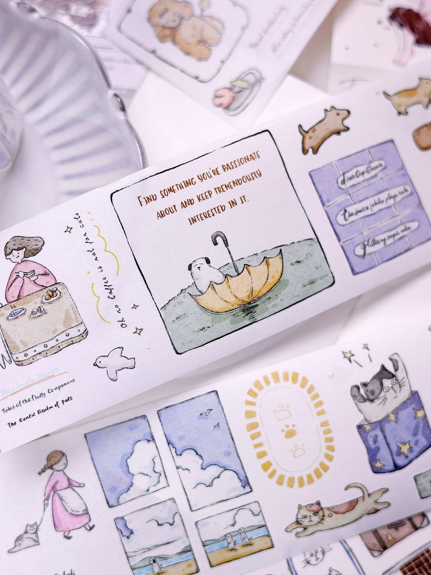 XiaoBaiJia Salt Series【Friend's Diary】Orginal Design Washi/Pet Dog and Cat Tape Light Retro Landscaping Stickers