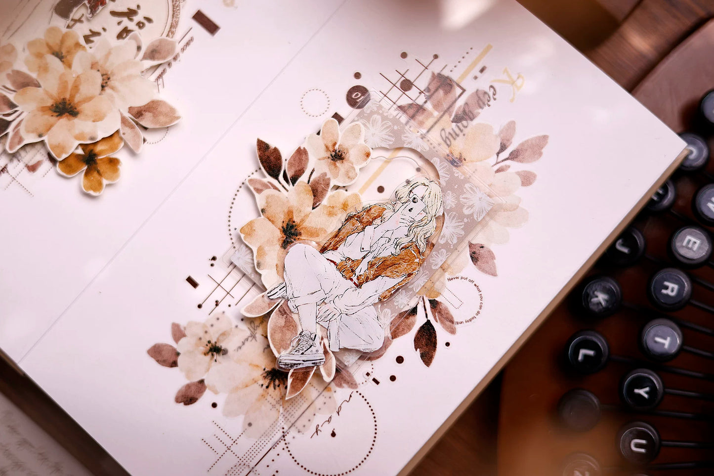 XiaoBaiJia Salt Series【Warm Yellow Fragrant Branches】Pre-cut Orginal Design Washi/Pet Tape Light Retro Stickers