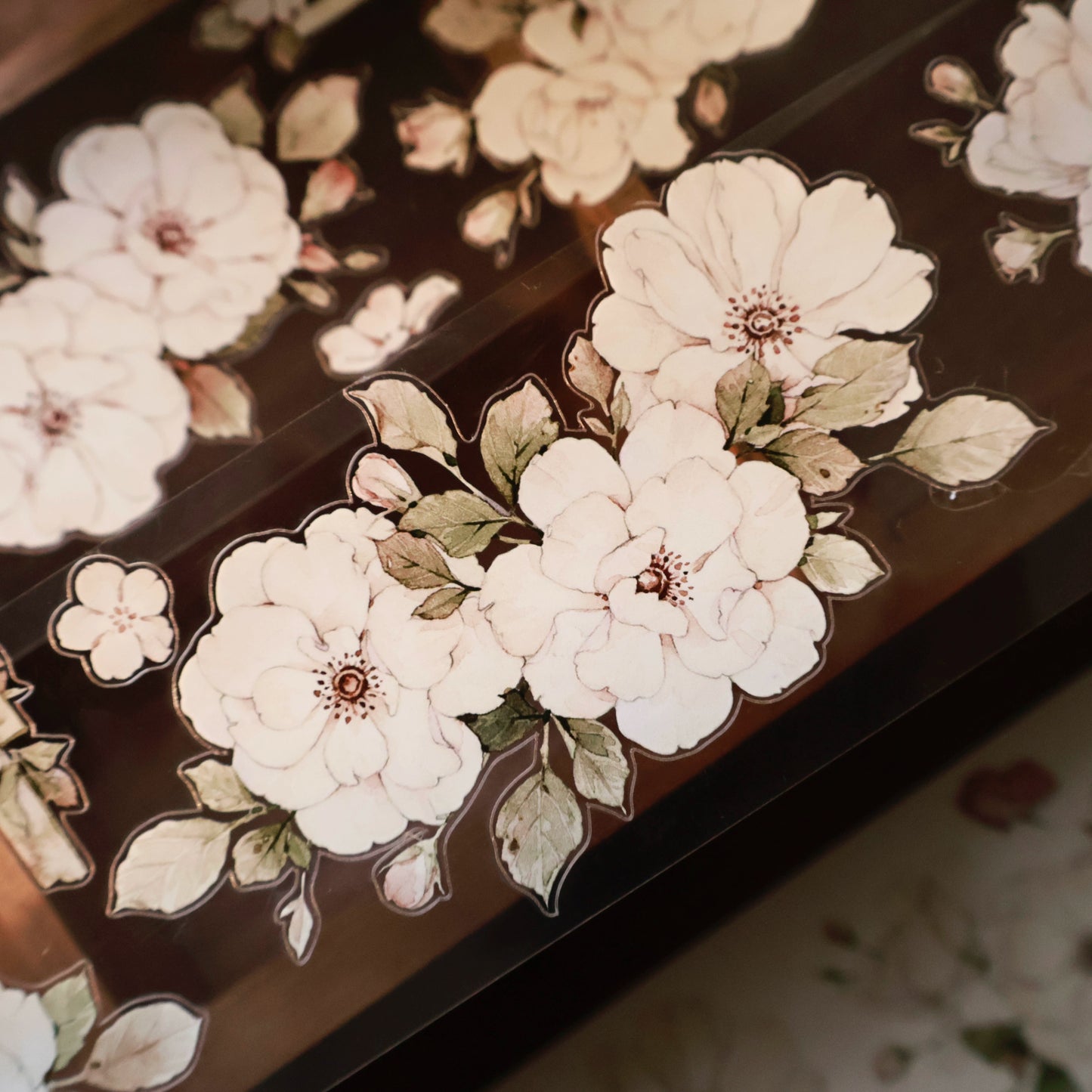 YiEr Vol15【Moonlight Rose】Orginal Design Pre-cut Washi/Pet Floral Tape Light Retro Landscaping Stickers