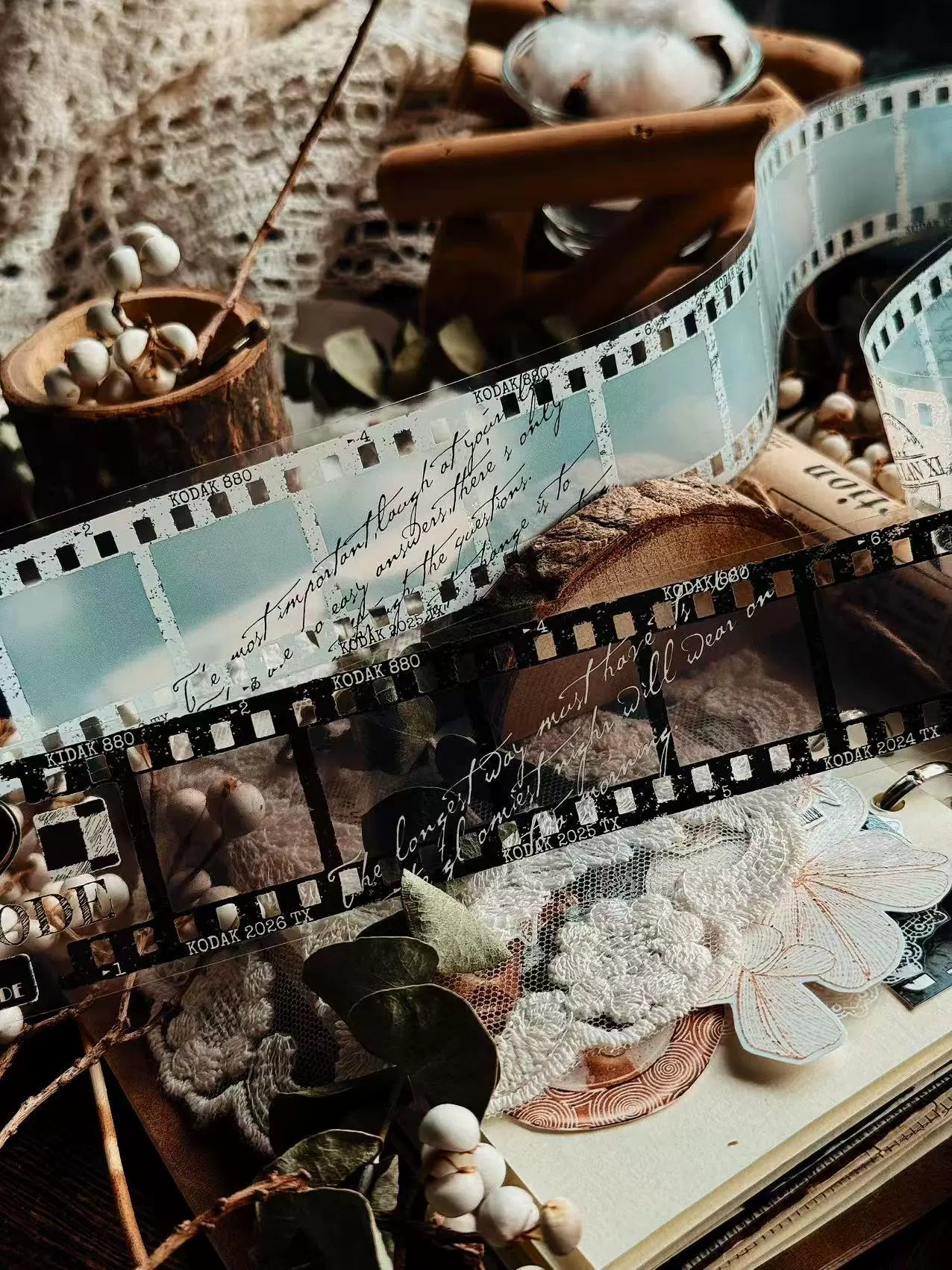 Linlanxi【Memories of Time】Original Washi/Pet Tape New Retro Life Old Film Series Decorative Tape Long Loop Full Roll