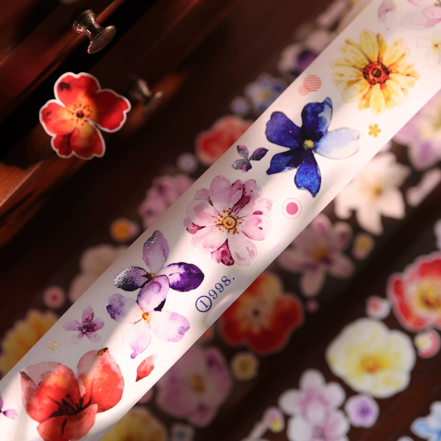 YiEr Vol17【Colorful Strips】Kiss-cut Floral Washi Tape and PET Stickers