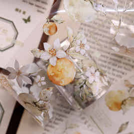 XiaoBaiJia 【Greenness】Orginal Design Washi/Pet Tape Light Retro Landscaping Stickers,for Scrapbook Supplies,Scrapbook Tape Stickers,Junk Journal Supplies