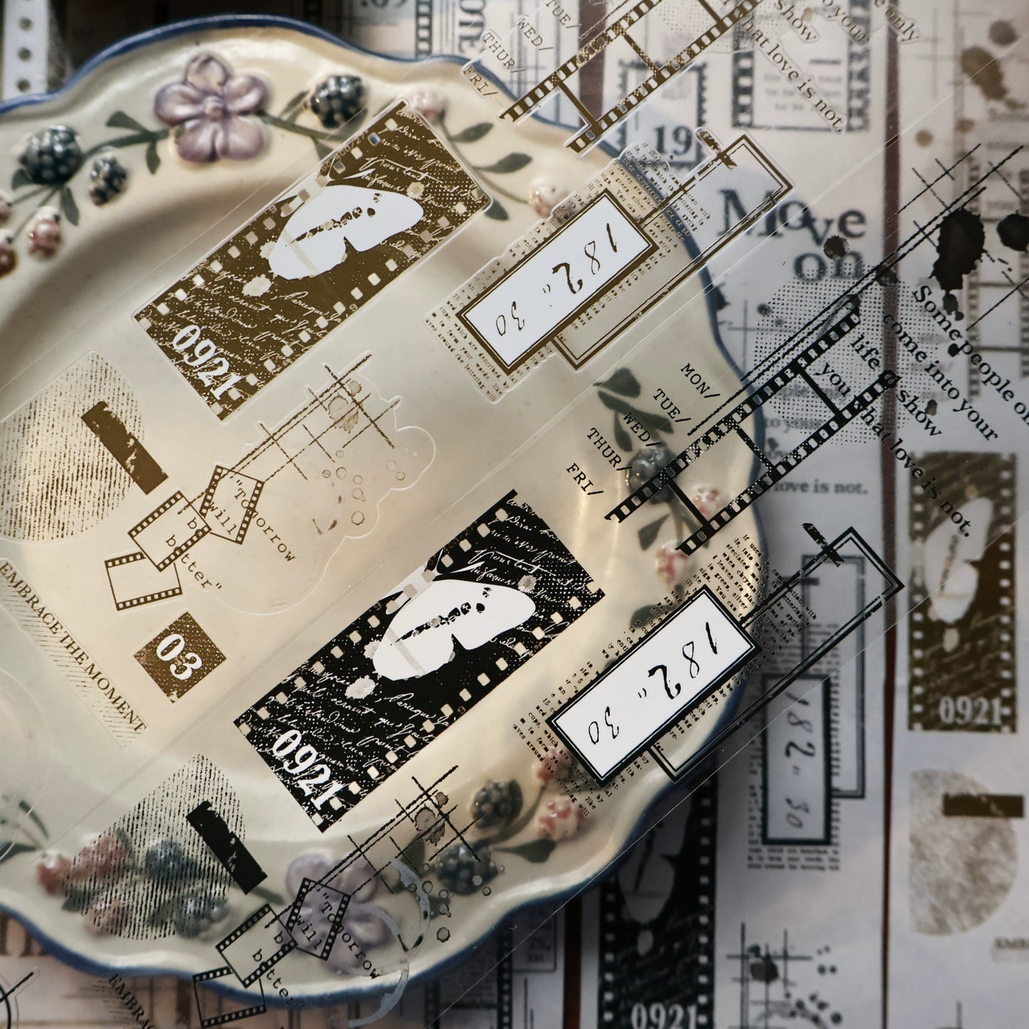 YiEr Vol15【Old Collection】Orginal Design Pre-cut Washi/Pet Floral Tape Light Retro Landscaping Stickers