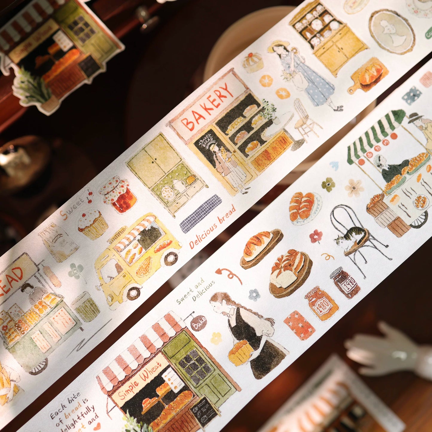 YiEr Vol17【Daily Life at the Bakery】Kiss-cut Light Retro Base Washi Tape and PET Stickers