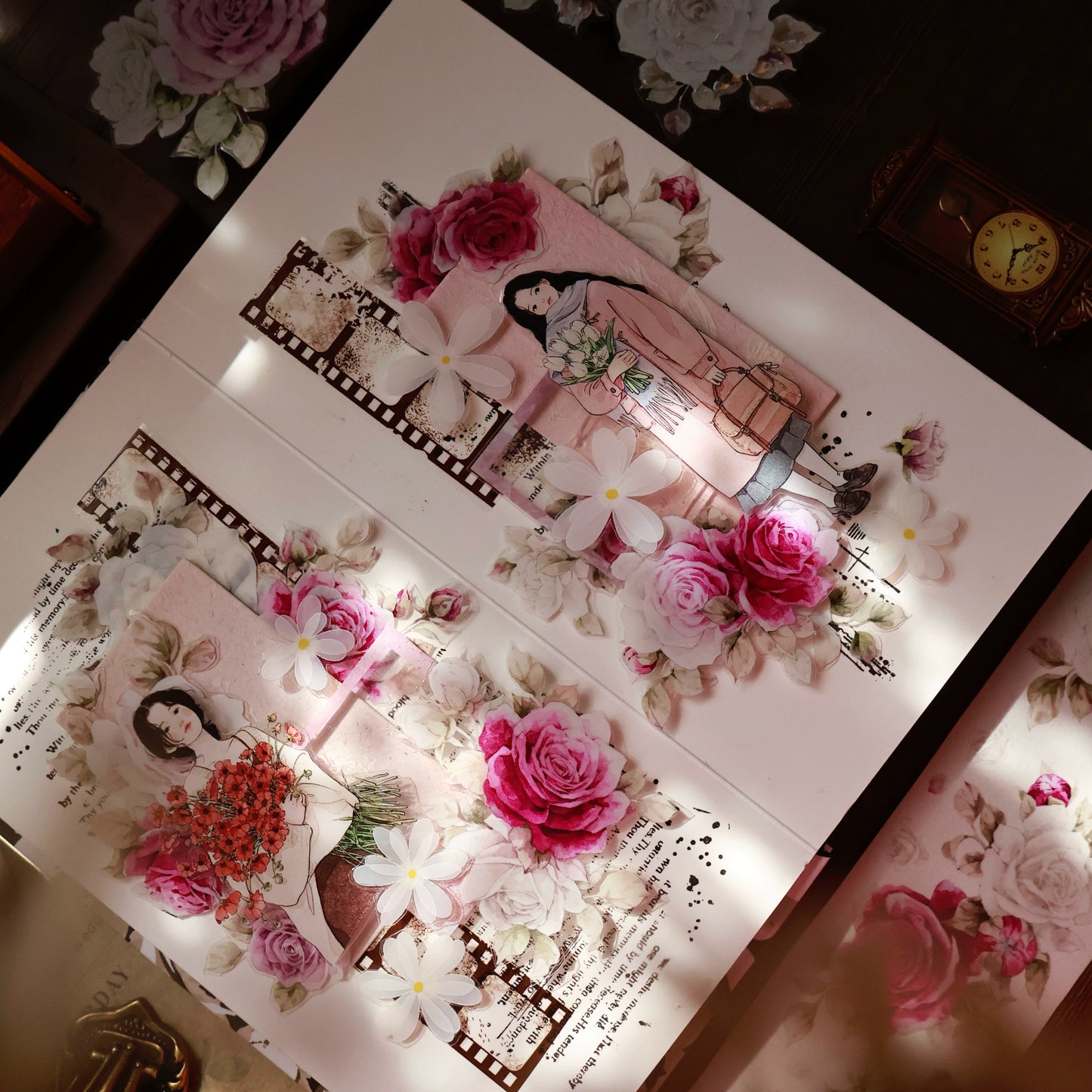 YiEr Vol15【Starry Purple】Orginal Design Pre-cut Washi/Pet Floral Tape Light Retro Landscaping Stickers