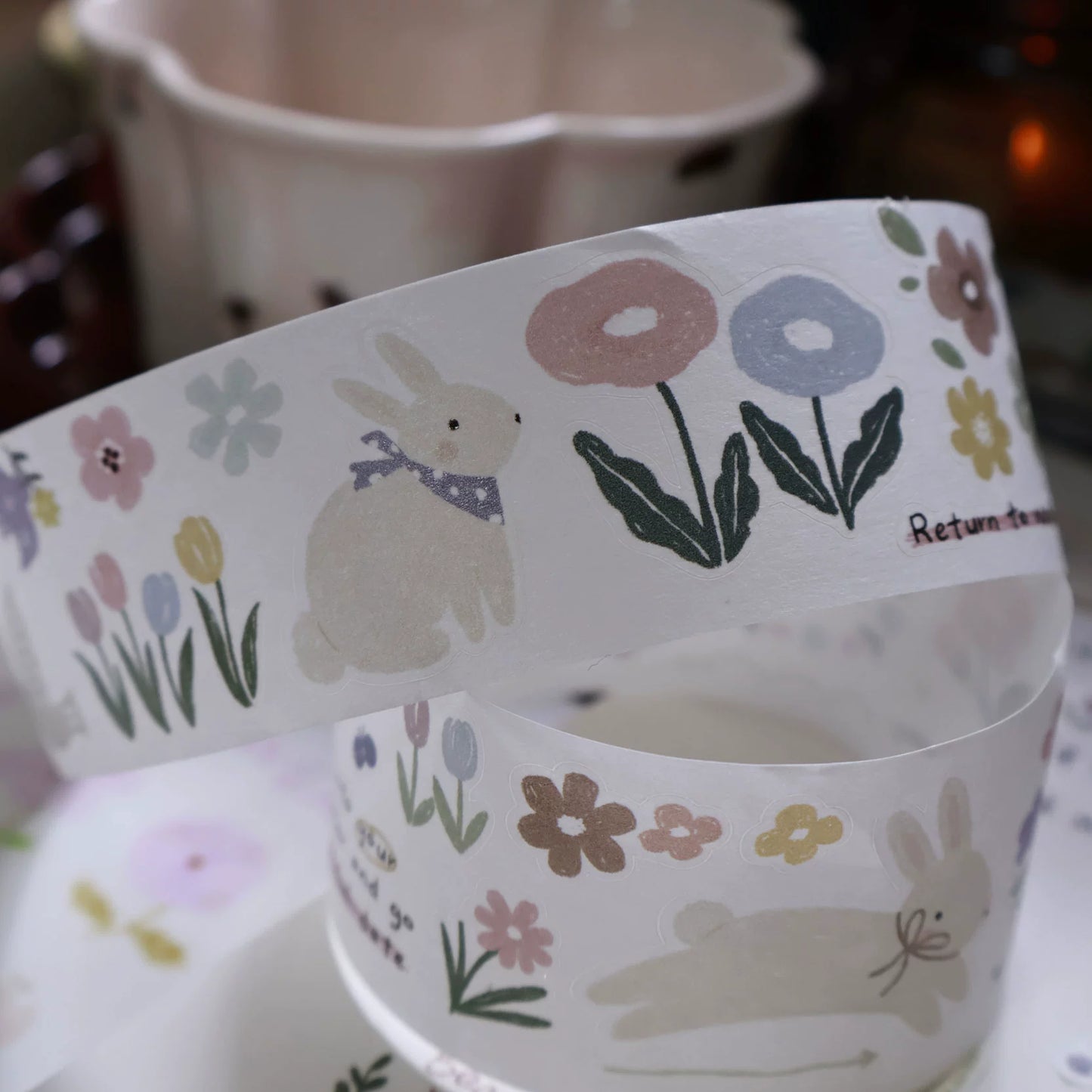 YiEr Minimalist Style Vol4【Rabbit Flower Story】Pre-cut Light Retro Orginal Design Washi Pet Tape Landscape Stickers