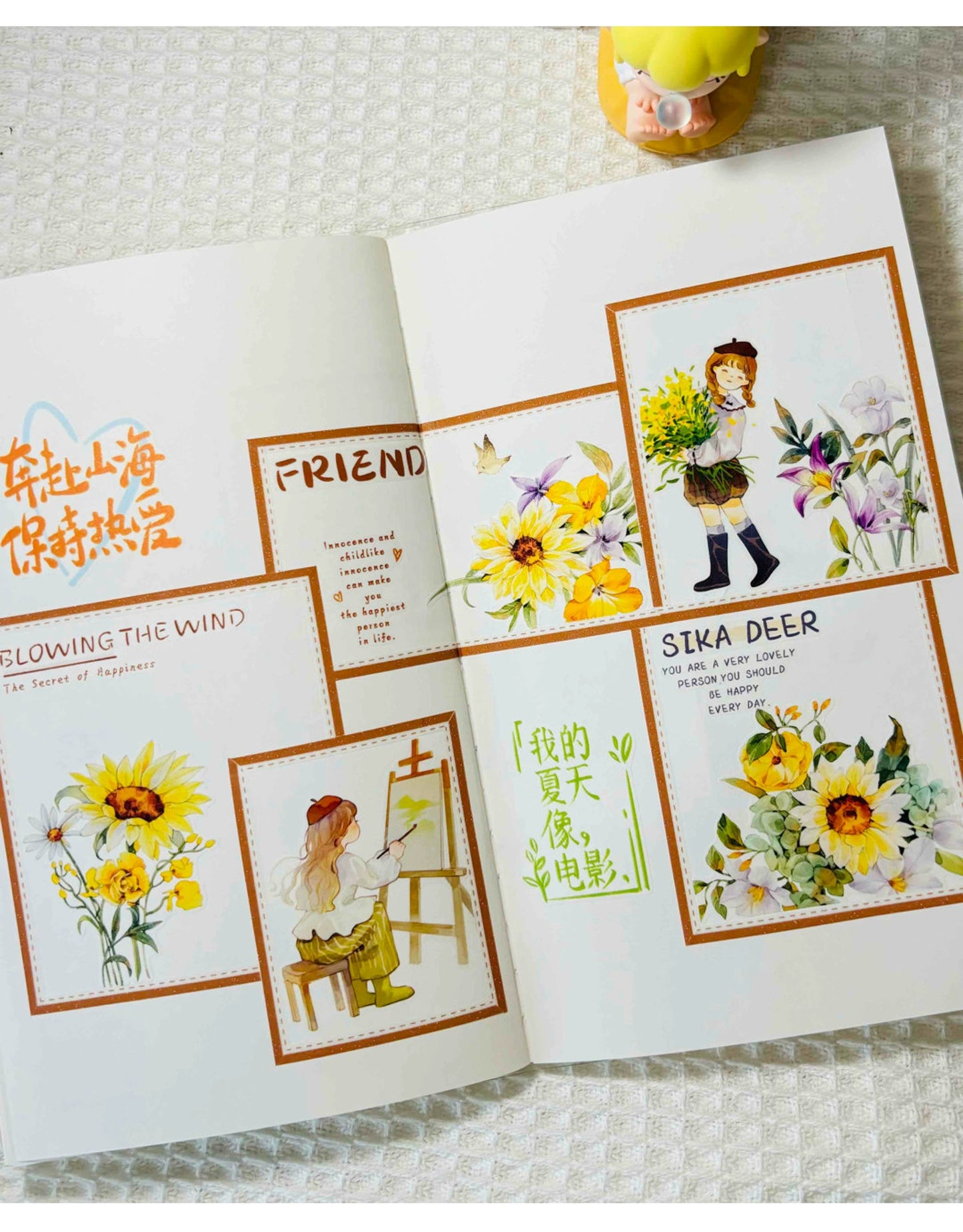 ZiYuanSu Vol12【Radiant Sunflower Color】Scene/Landscape Pre-cut Washi/PET Tape,for Scrapbook Supplies,Scrapbook Tape Stickers,Junk Journal Supplies
